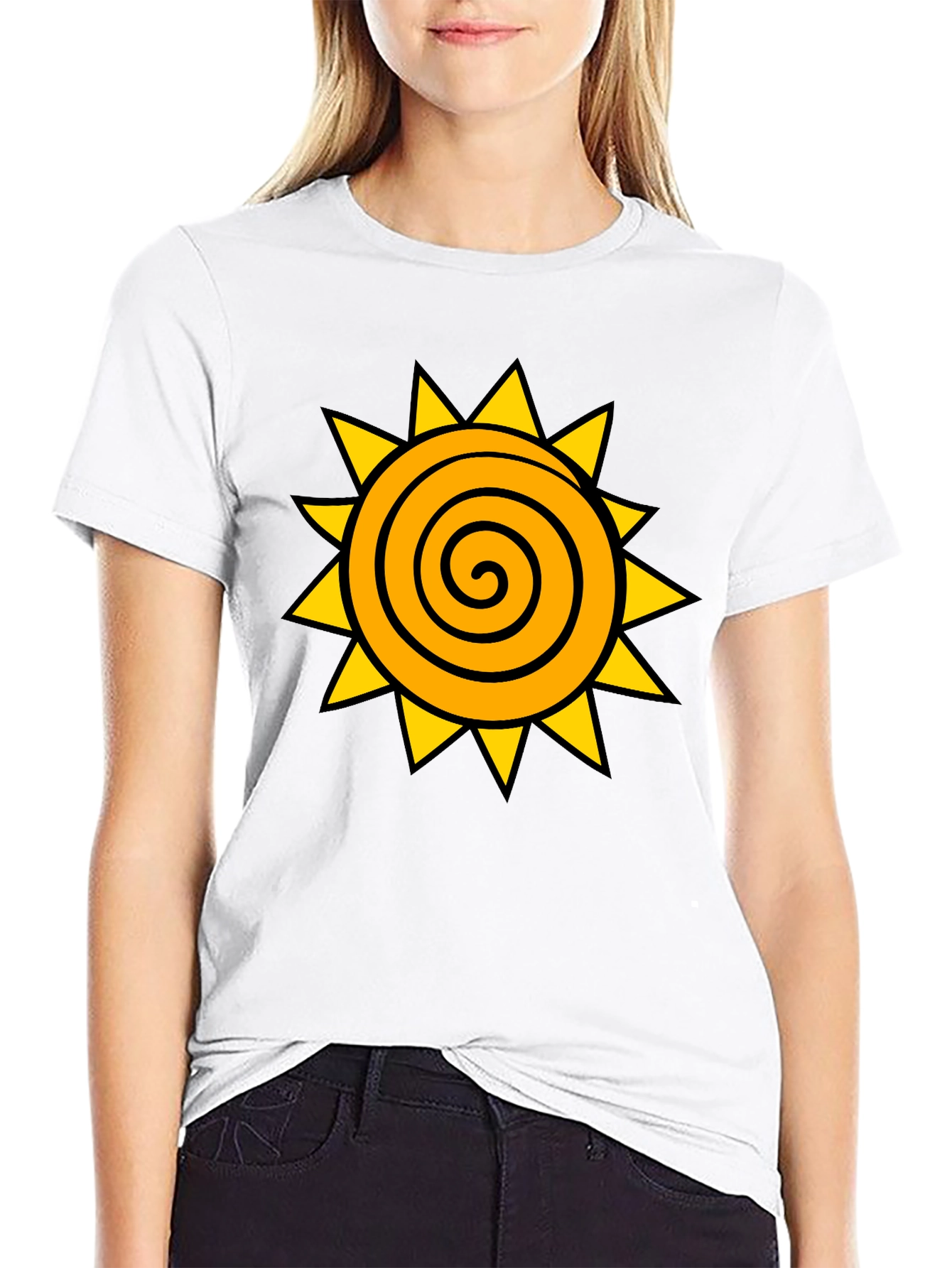 Spiral Sun Graphic Black T-Shirt