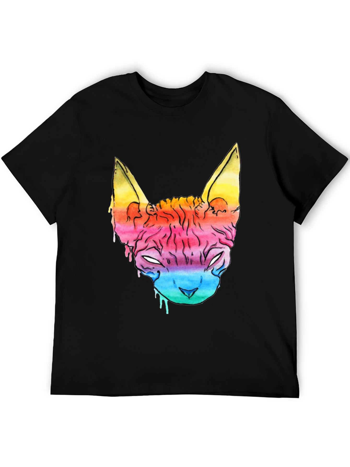 Rainbow Cat Graphic Tee - Mens Black T-Shirt