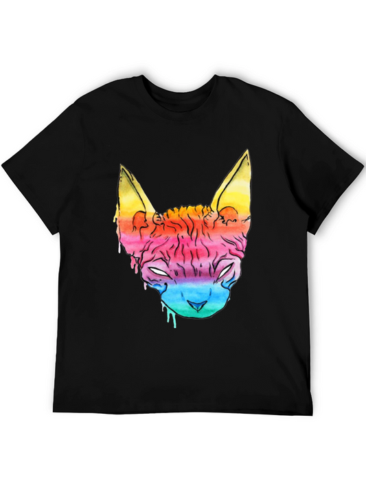 Rainbow Cat Graphic Tee - Mens Black T-Shirt
