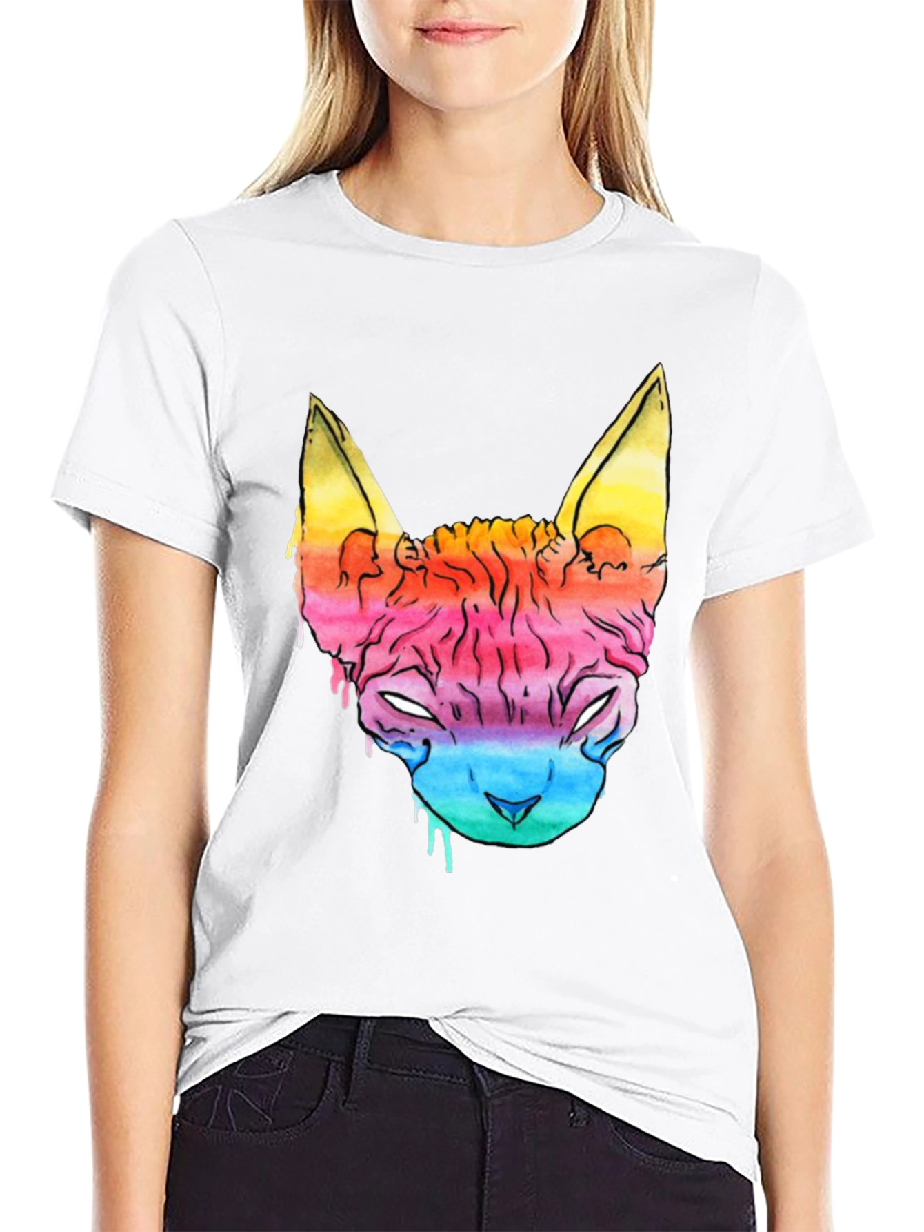 Rainbow Cat Graphic Tee - Mens Black T-Shirt
