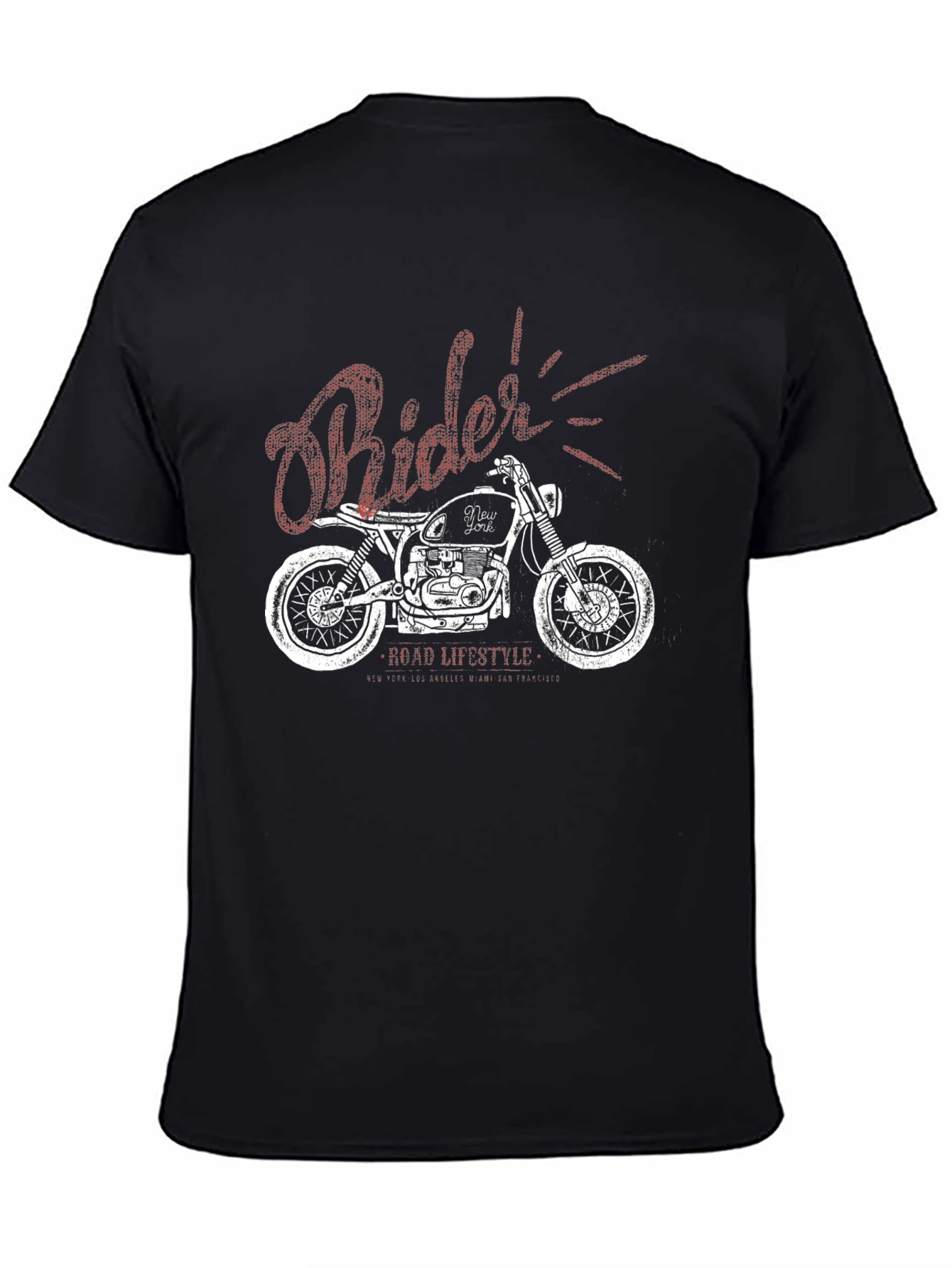 Rider Motorcycle Graphic Black T-Shirt