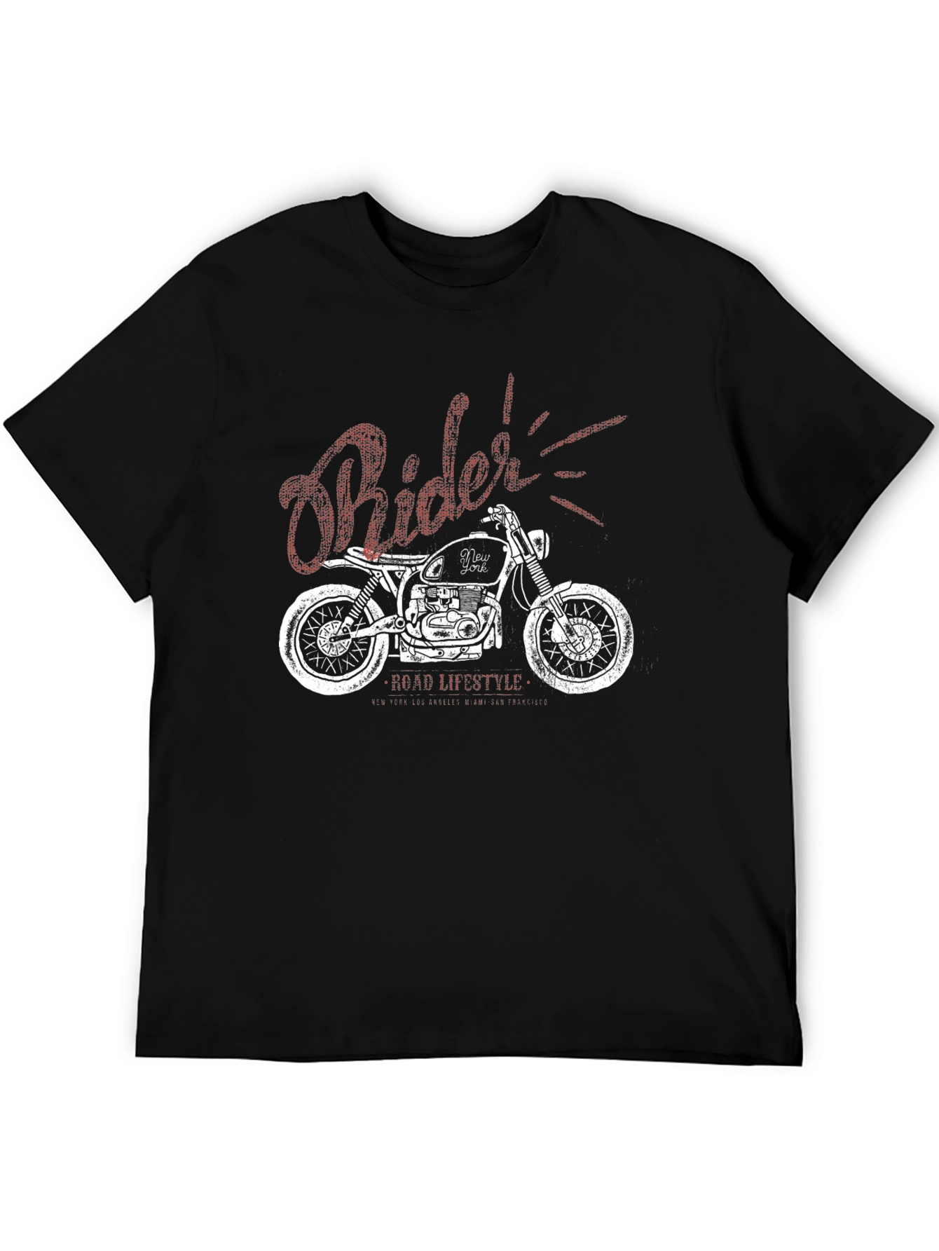 Rider Motorcycle Graphic Black T-Shirt
