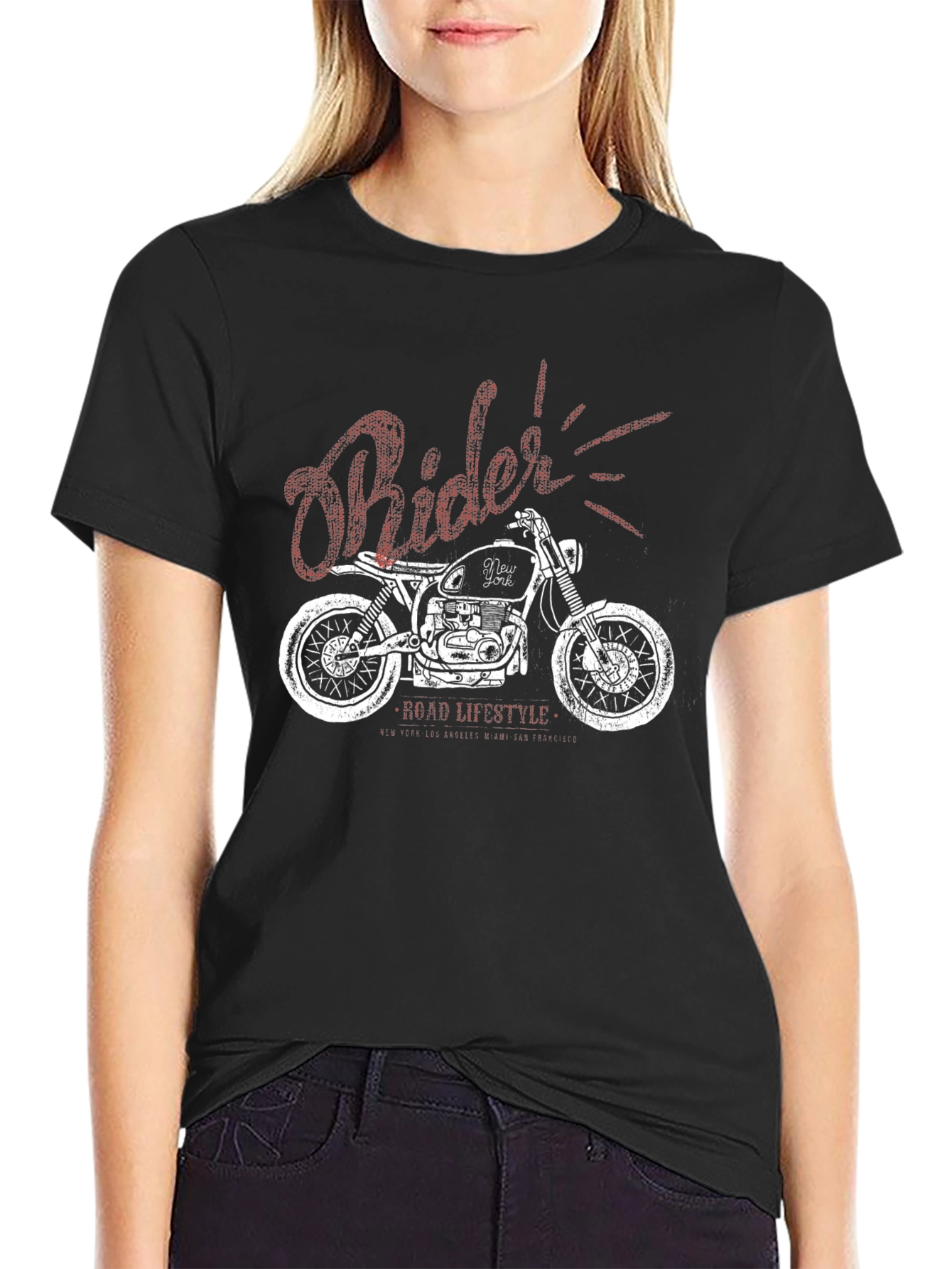 Rider Motorcycle Graphic Black T-Shirt