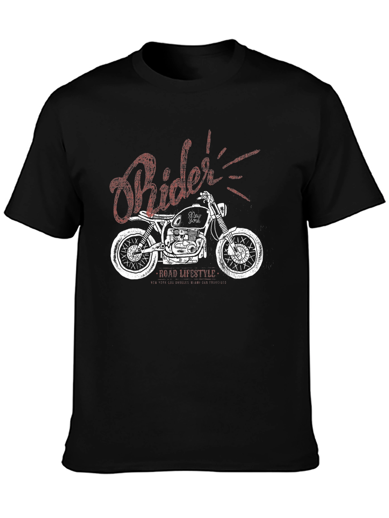 Rider Motorcycle Graphic Black T-Shirt