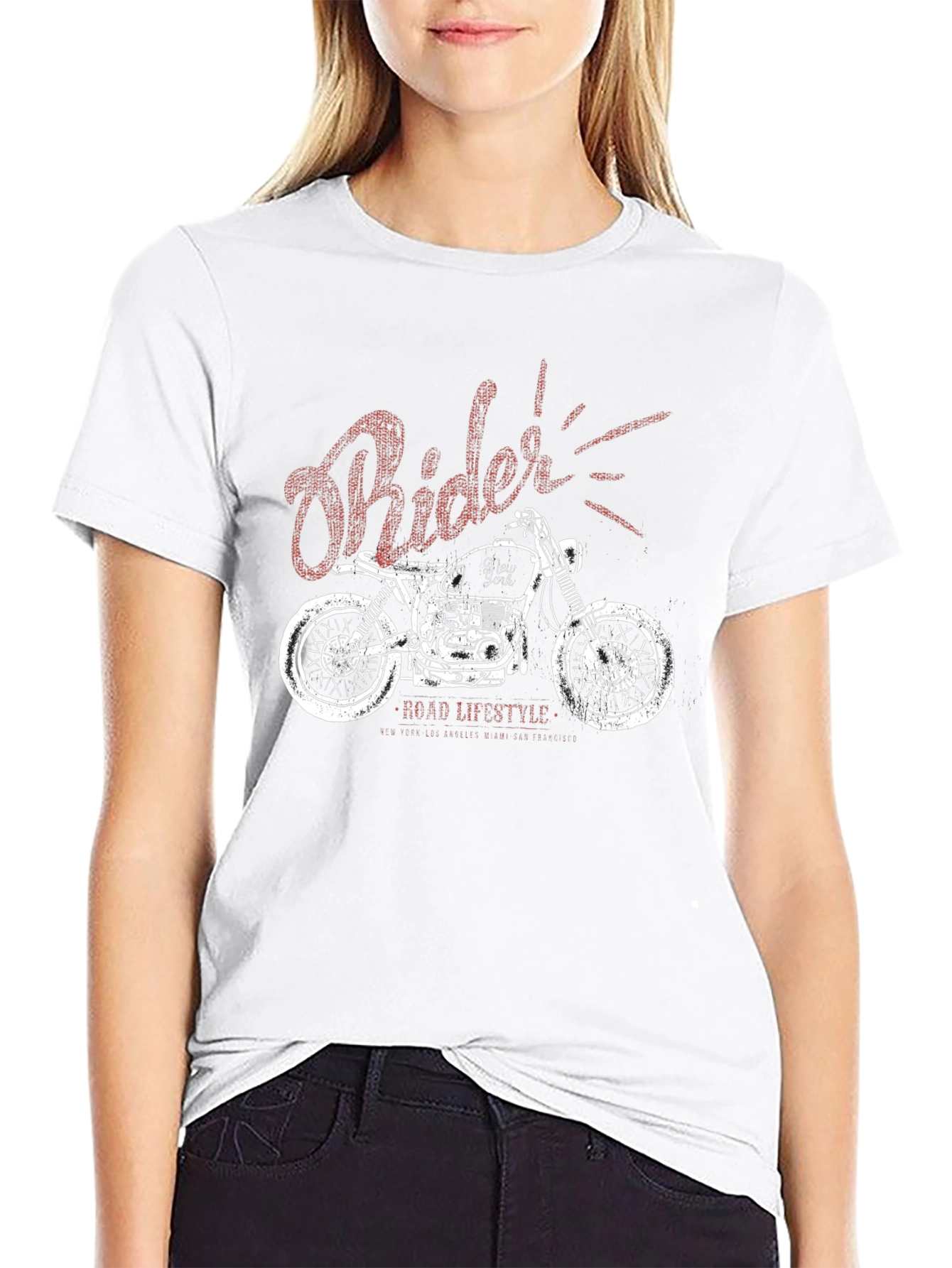Rider Motorcycle Graphic Black T-Shirt