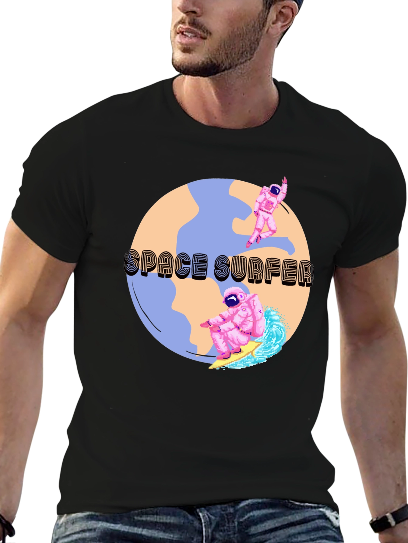 Space Surfer Graphic T-Shirt