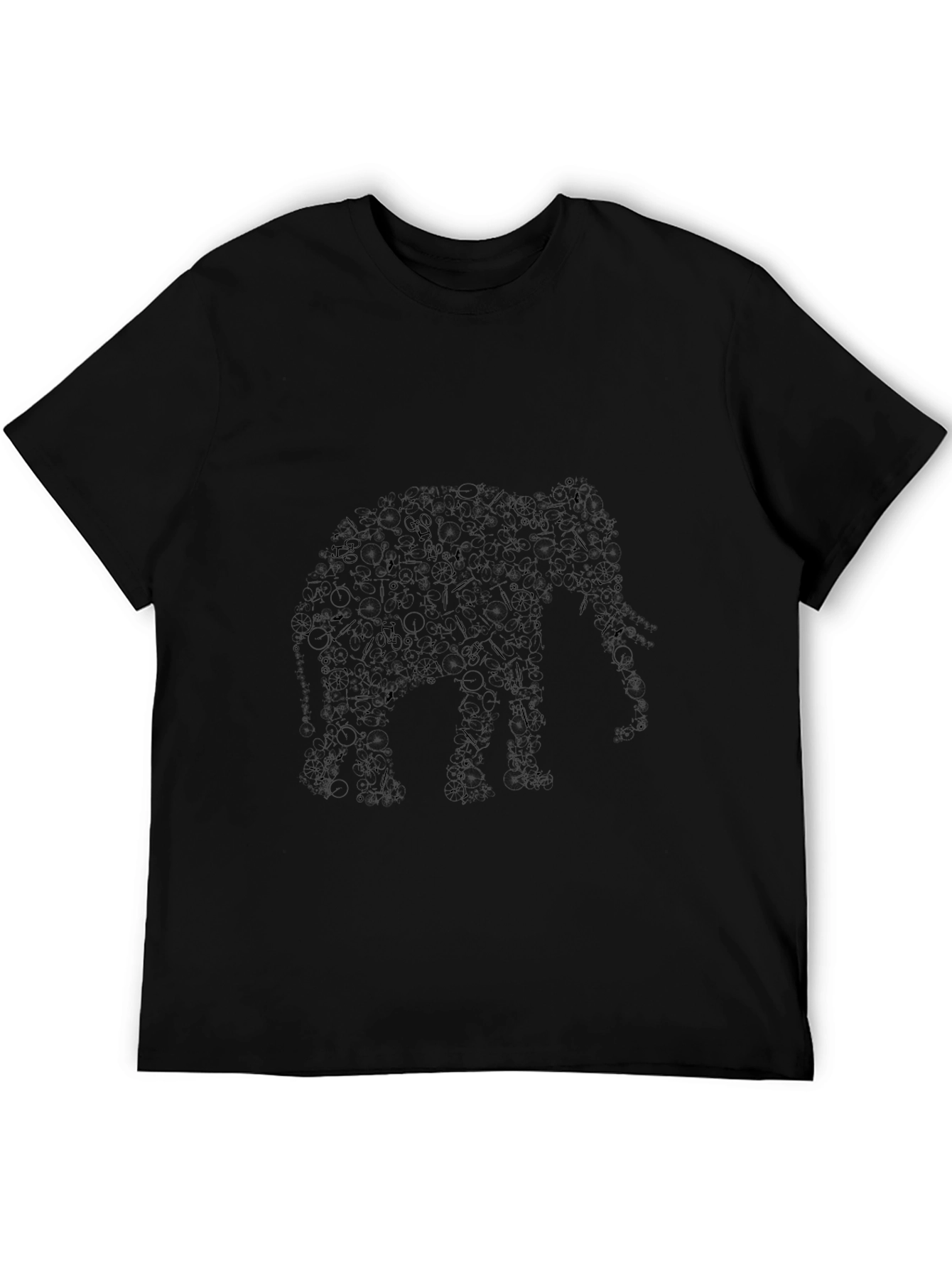 Elephant Art Print Black T-Shirt