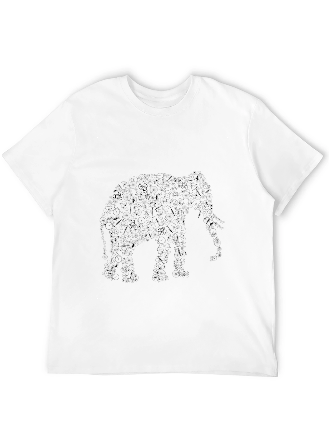Elephant Art Print Black T-Shirt
