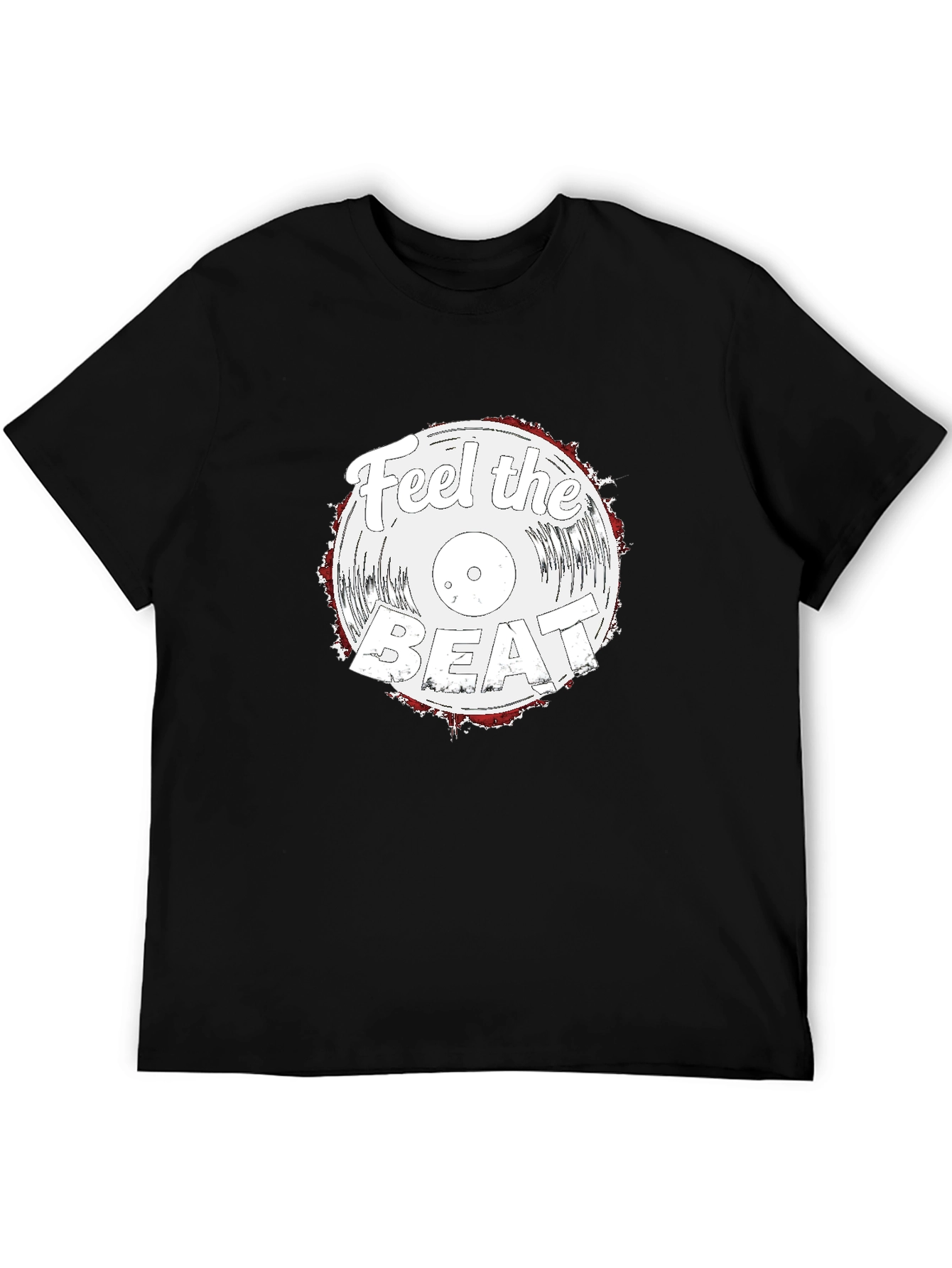 Feel the Beat Vinyl Graphic T-Shirt - Black