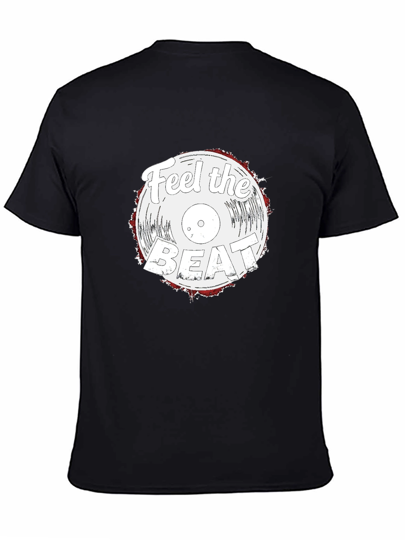 Feel the Beat Vinyl Graphic T-Shirt - Black