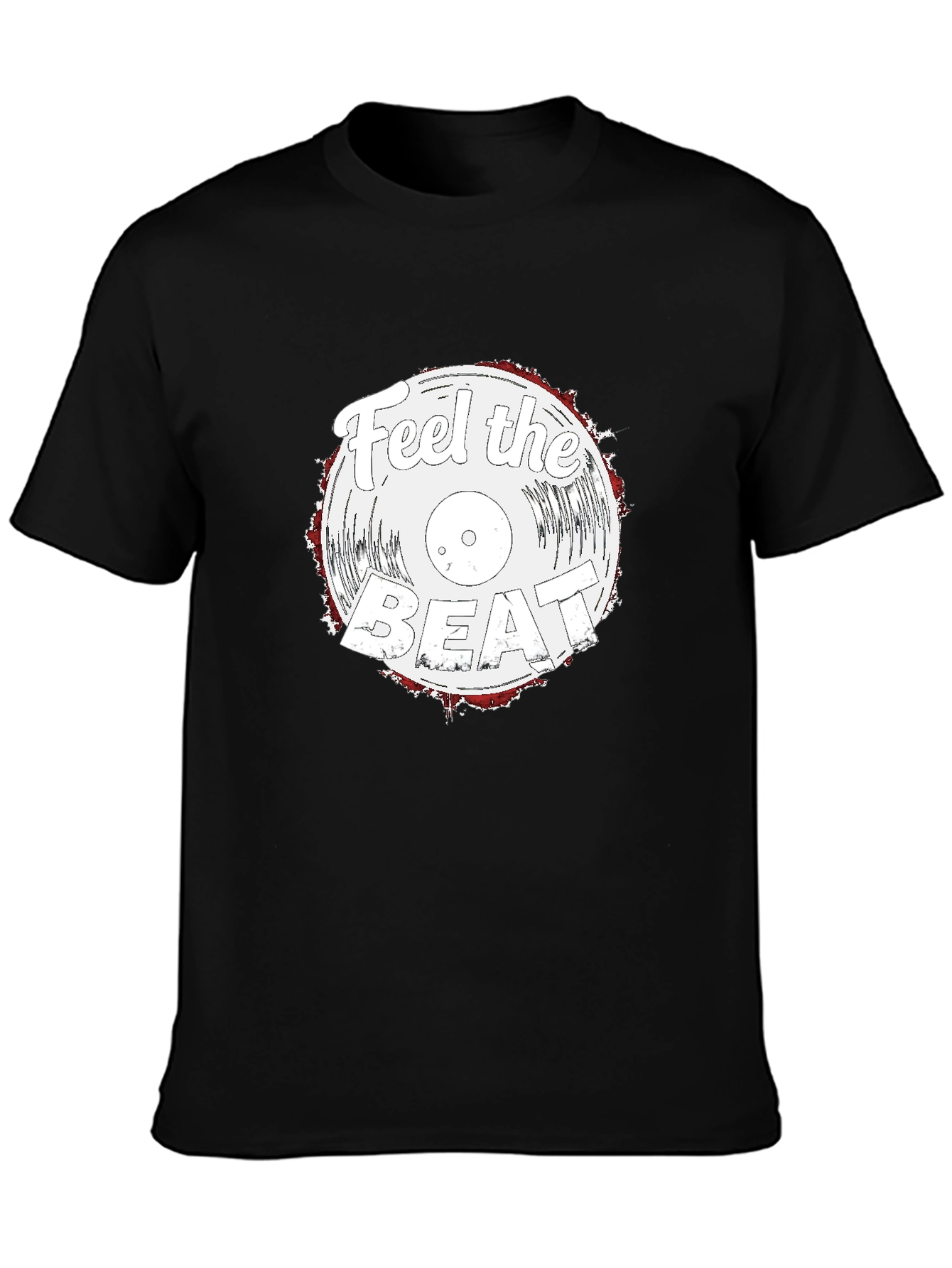 Feel the Beat Vinyl Graphic T-Shirt - Black