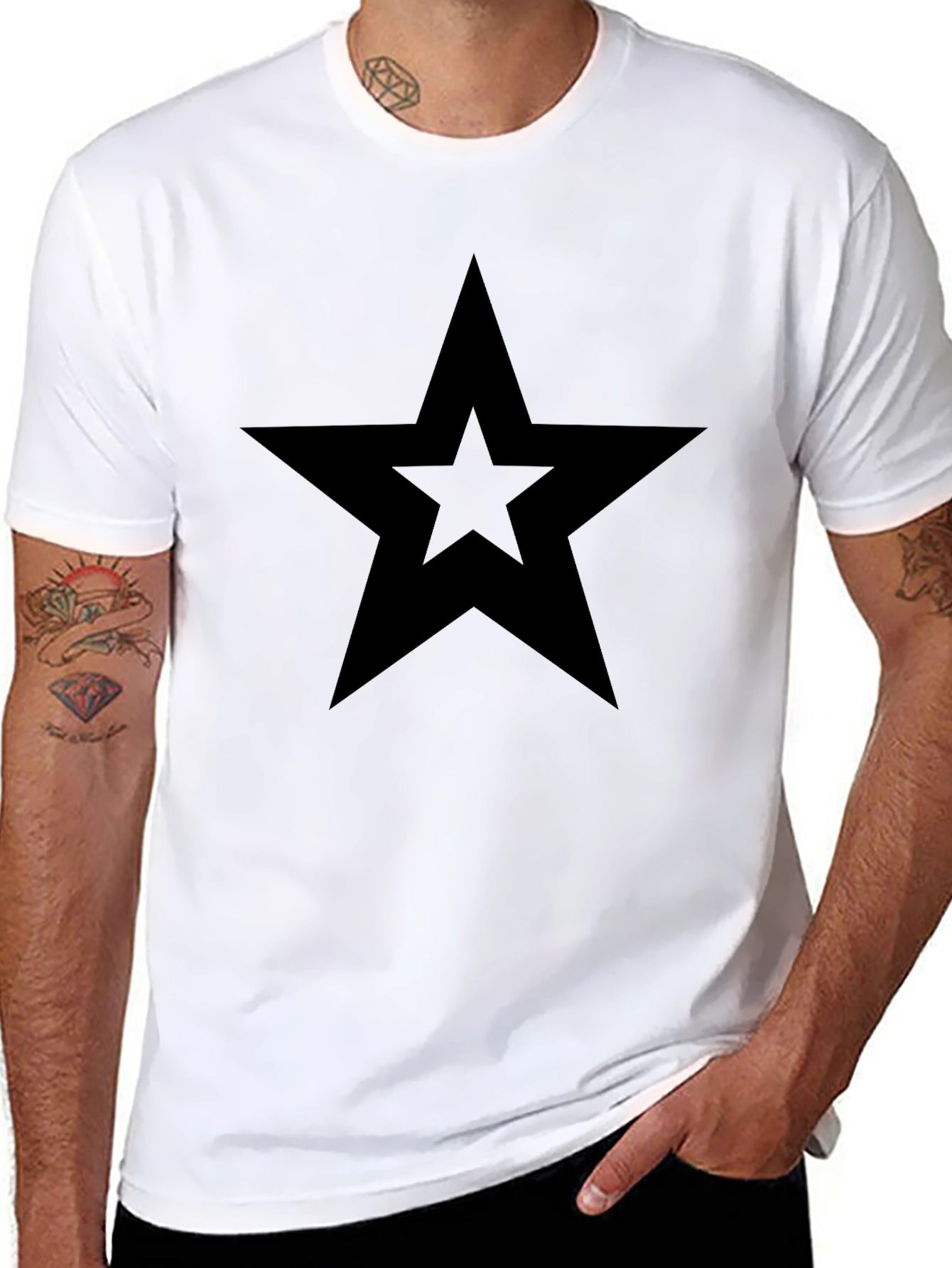 Black Star Graphic Tee - Mens Casual T-Shirt