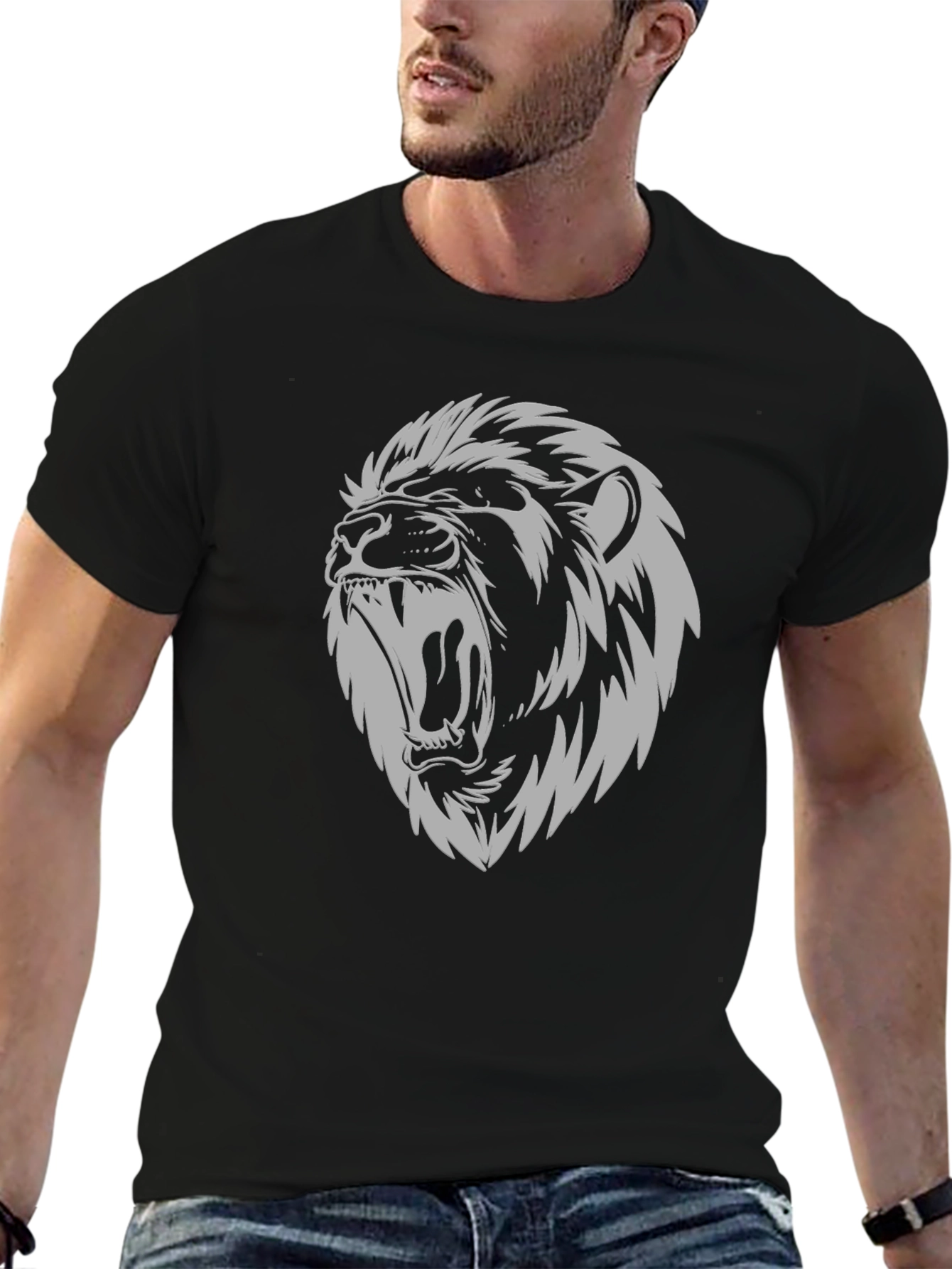Lion Graphic Black Tee Shirt