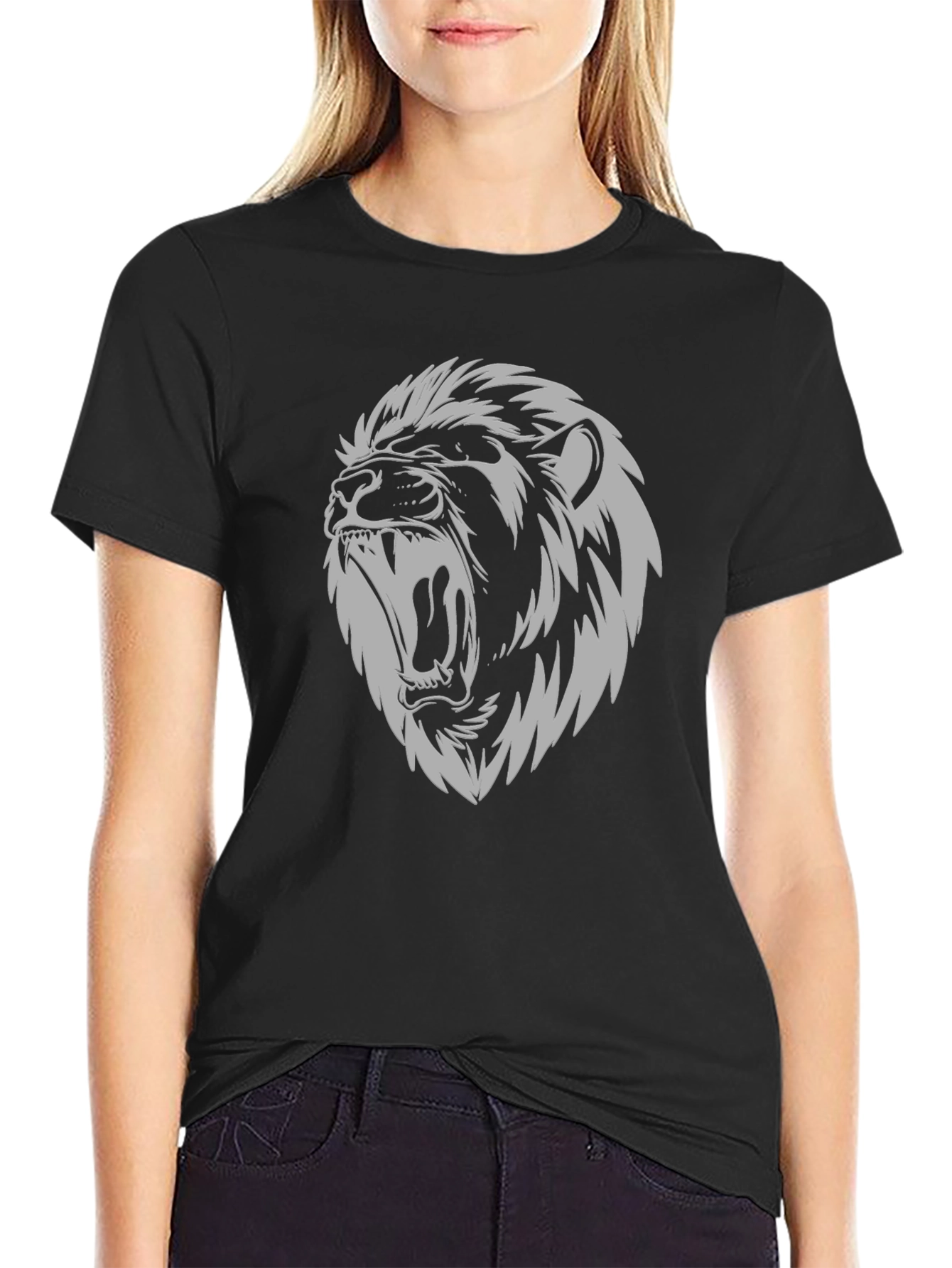Lion Graphic Black Tee Shirt
