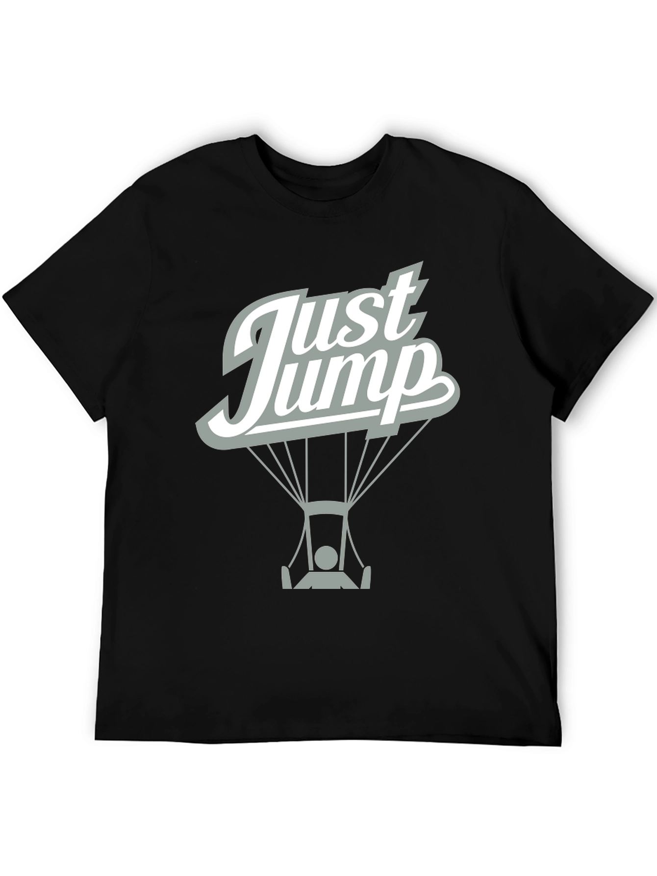Just Jump Black Graphic Tee - Skydiving Design