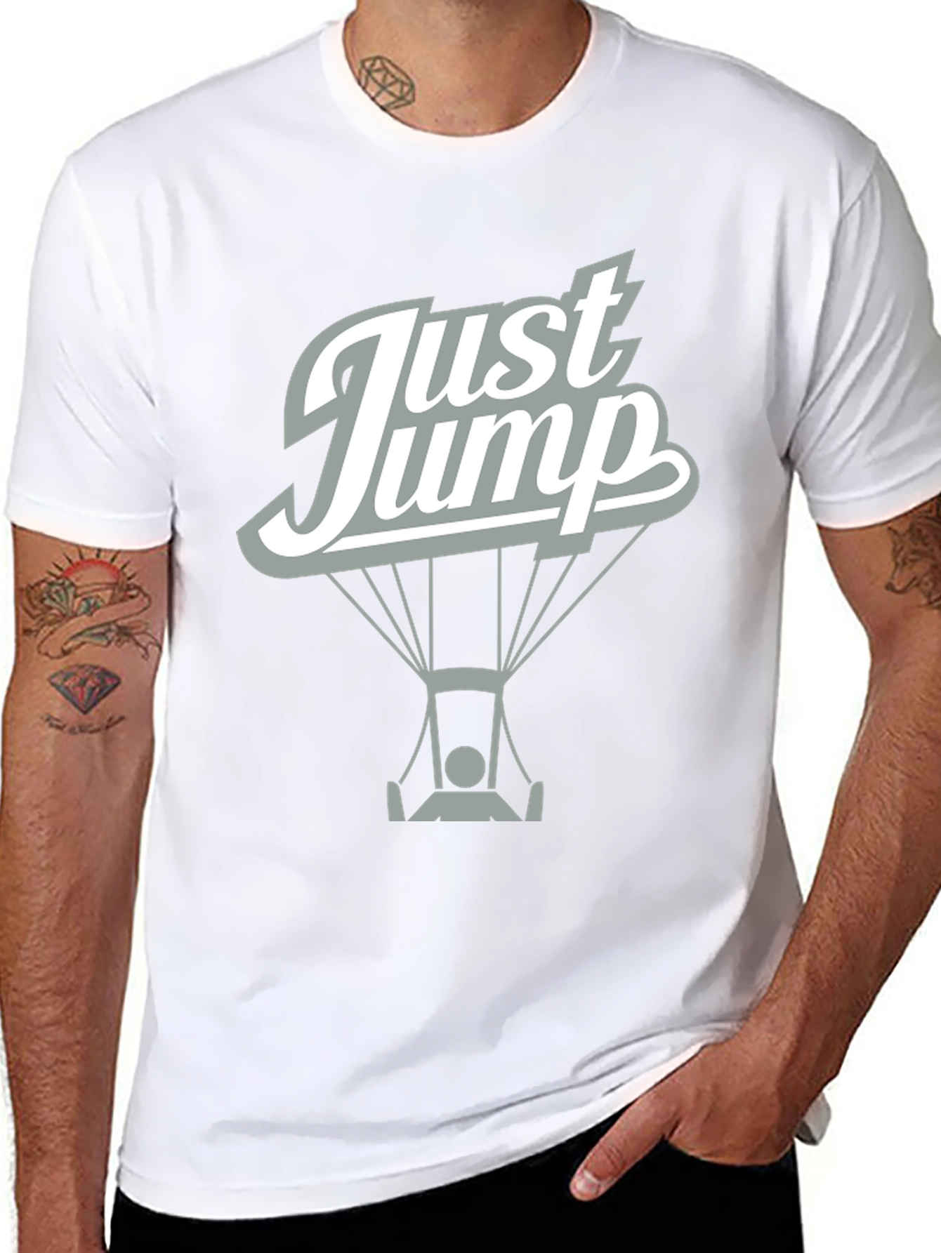 Just Jump Black Graphic Tee - Skydiving Design