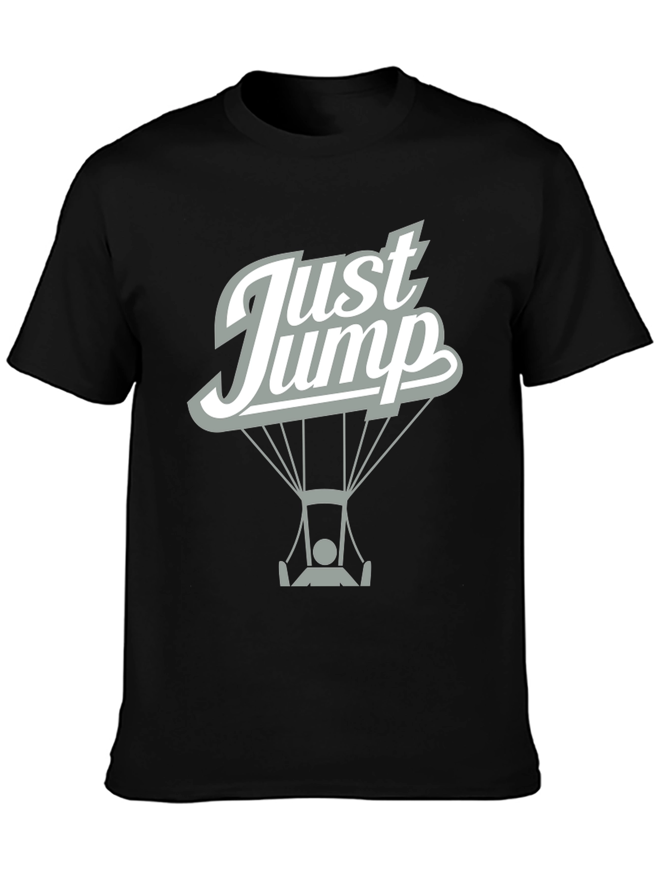 Just Jump Black Graphic Tee - Skydiving Design