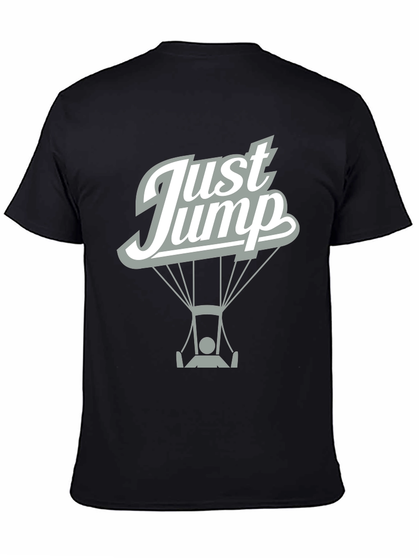Just Jump Black Graphic Tee - Skydiving Design