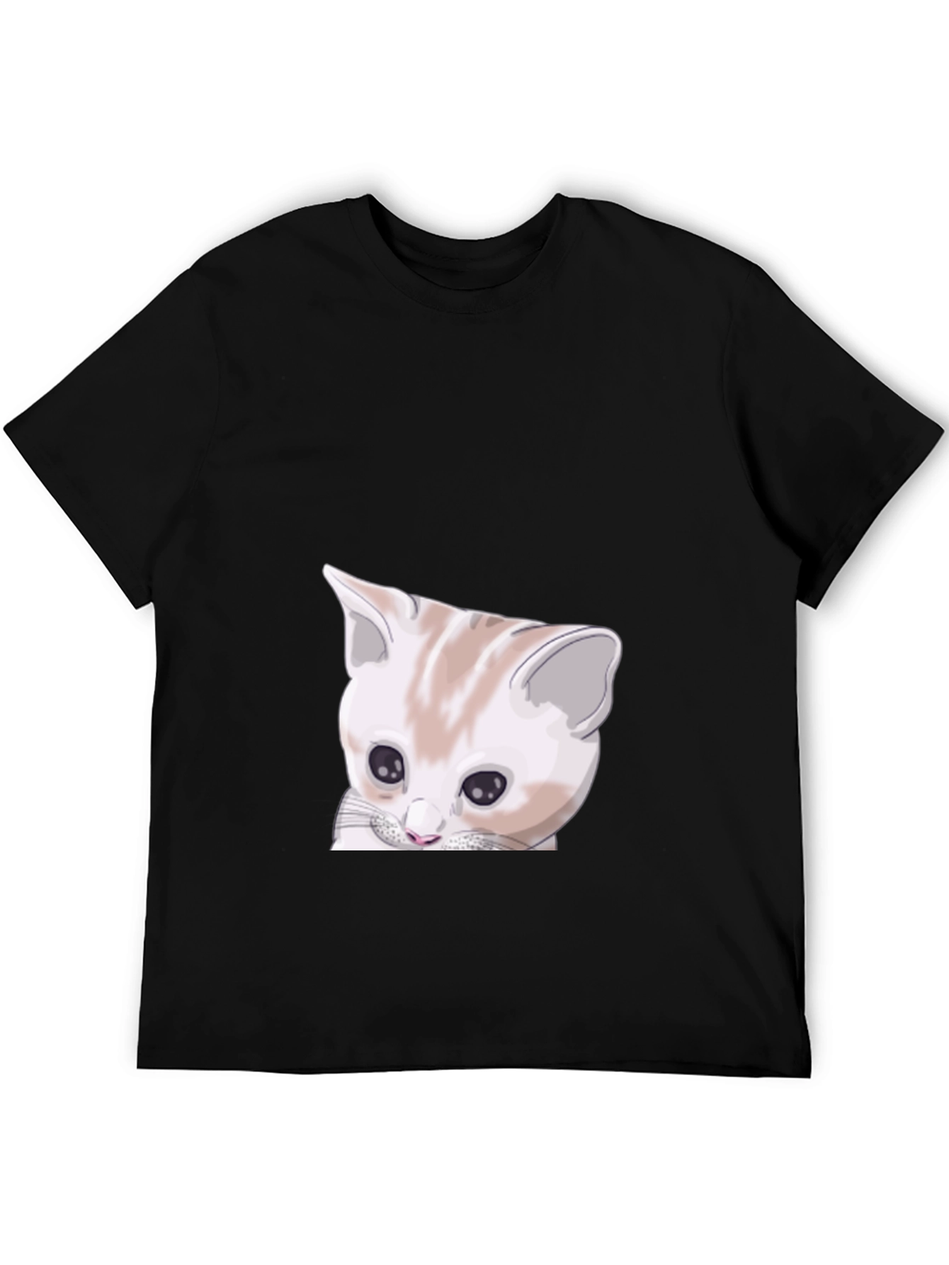 Cute Cat Graphic Black T-Shirt
