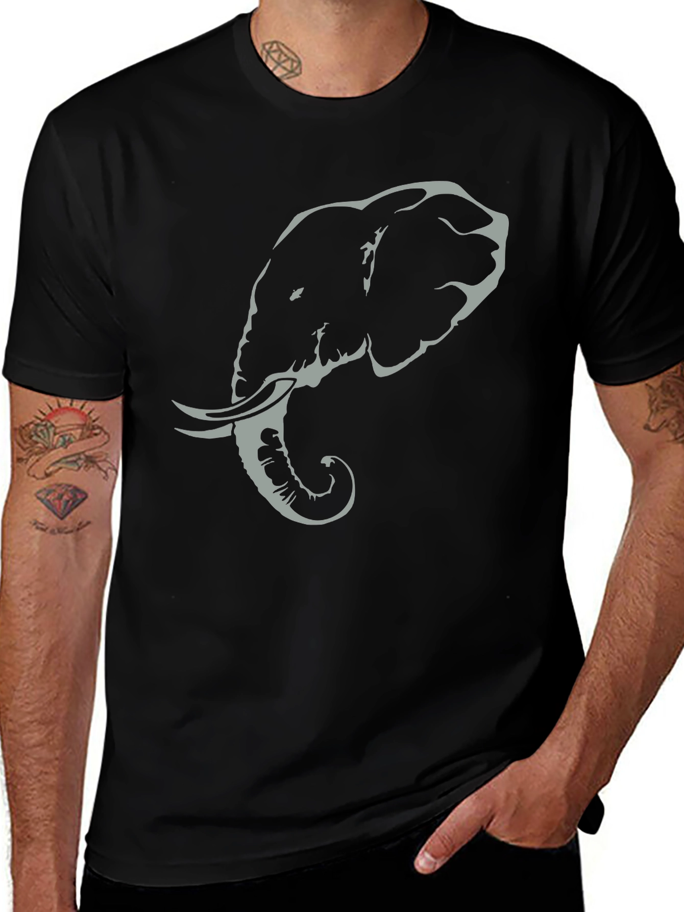 Elephant Graphic Tee - Stylish Black Cotton T-Shirt