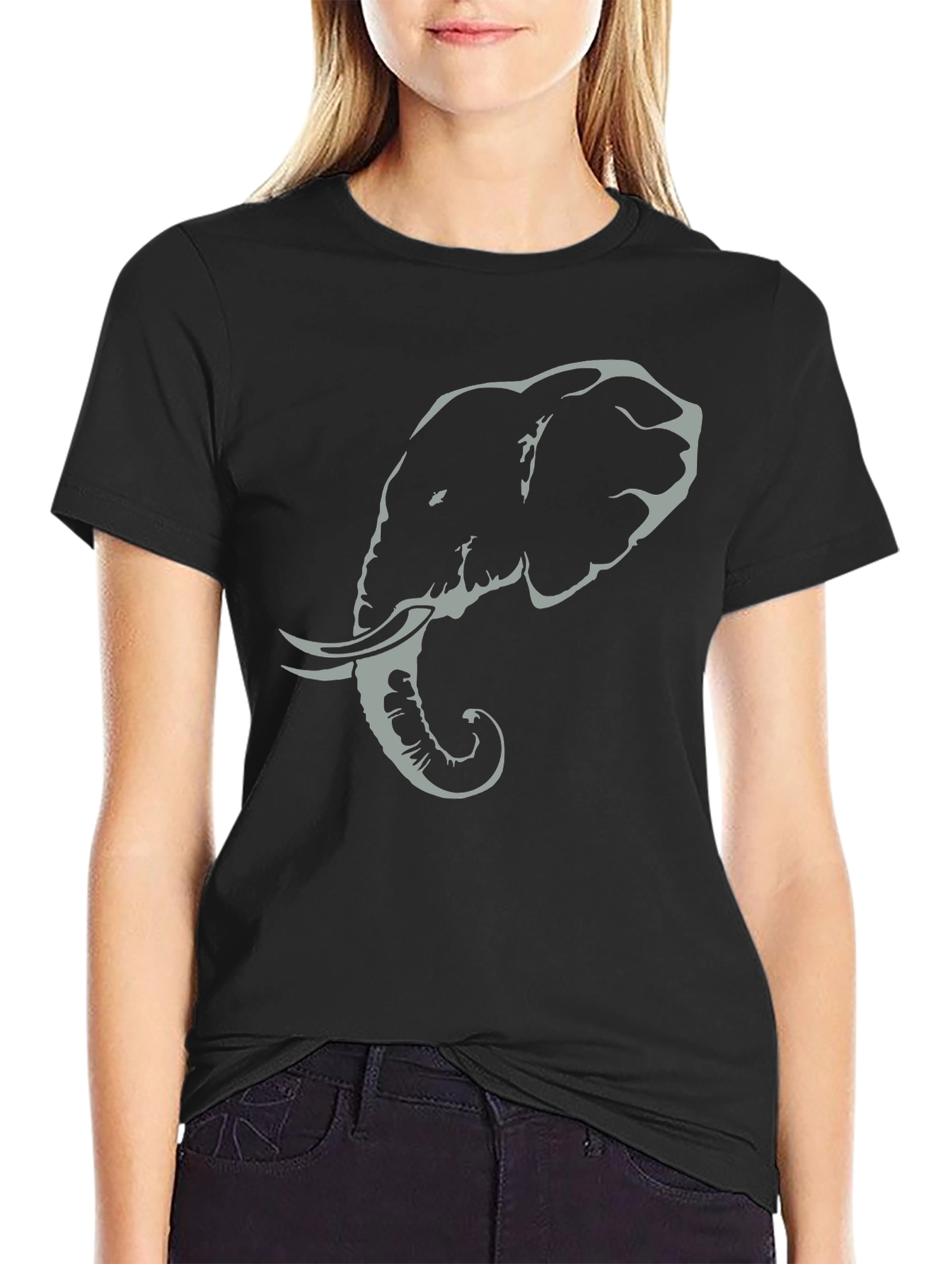 Elephant Graphic Tee - Stylish Black Cotton T-Shirt