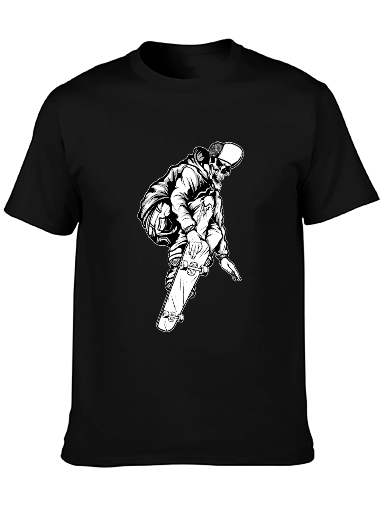 Skeleton Skater Black Graphic Tee