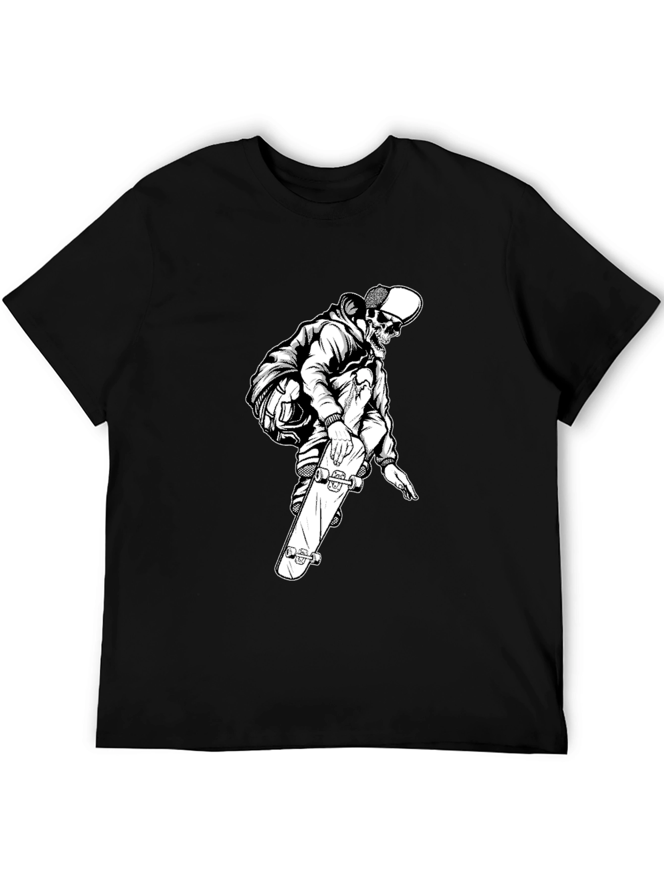 Skeleton Skater Black Graphic Tee