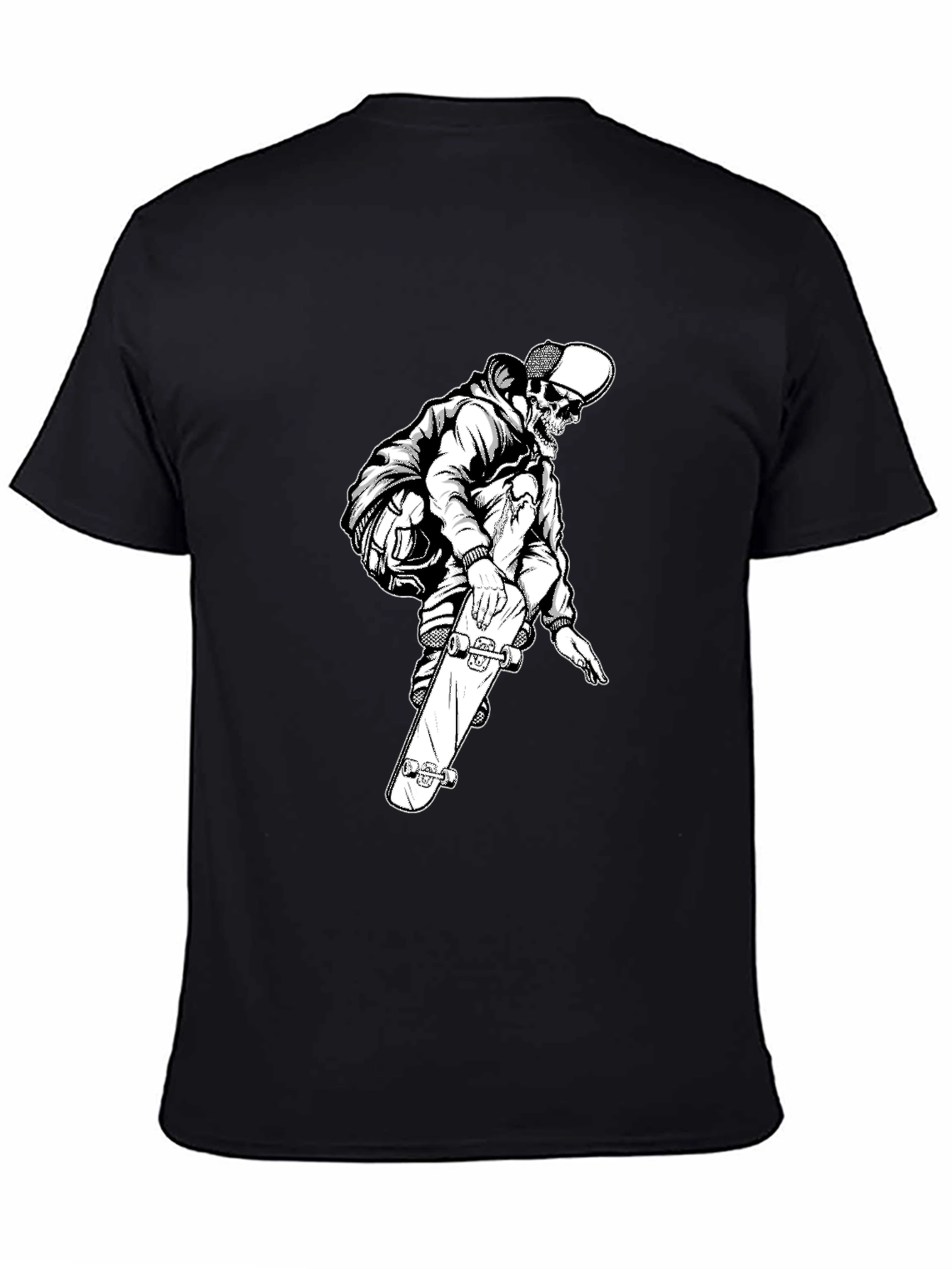 Skeleton Skater Black Graphic Tee