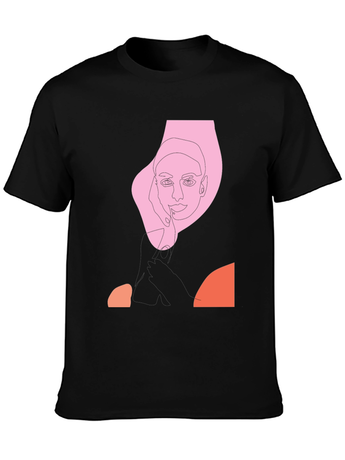 Abstract Line Art Graphic Tee - Black