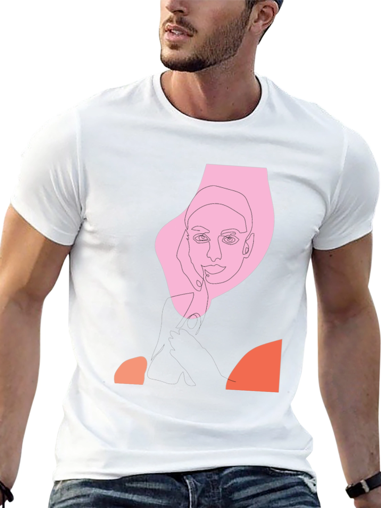 Abstract Line Art Graphic Tee - Black