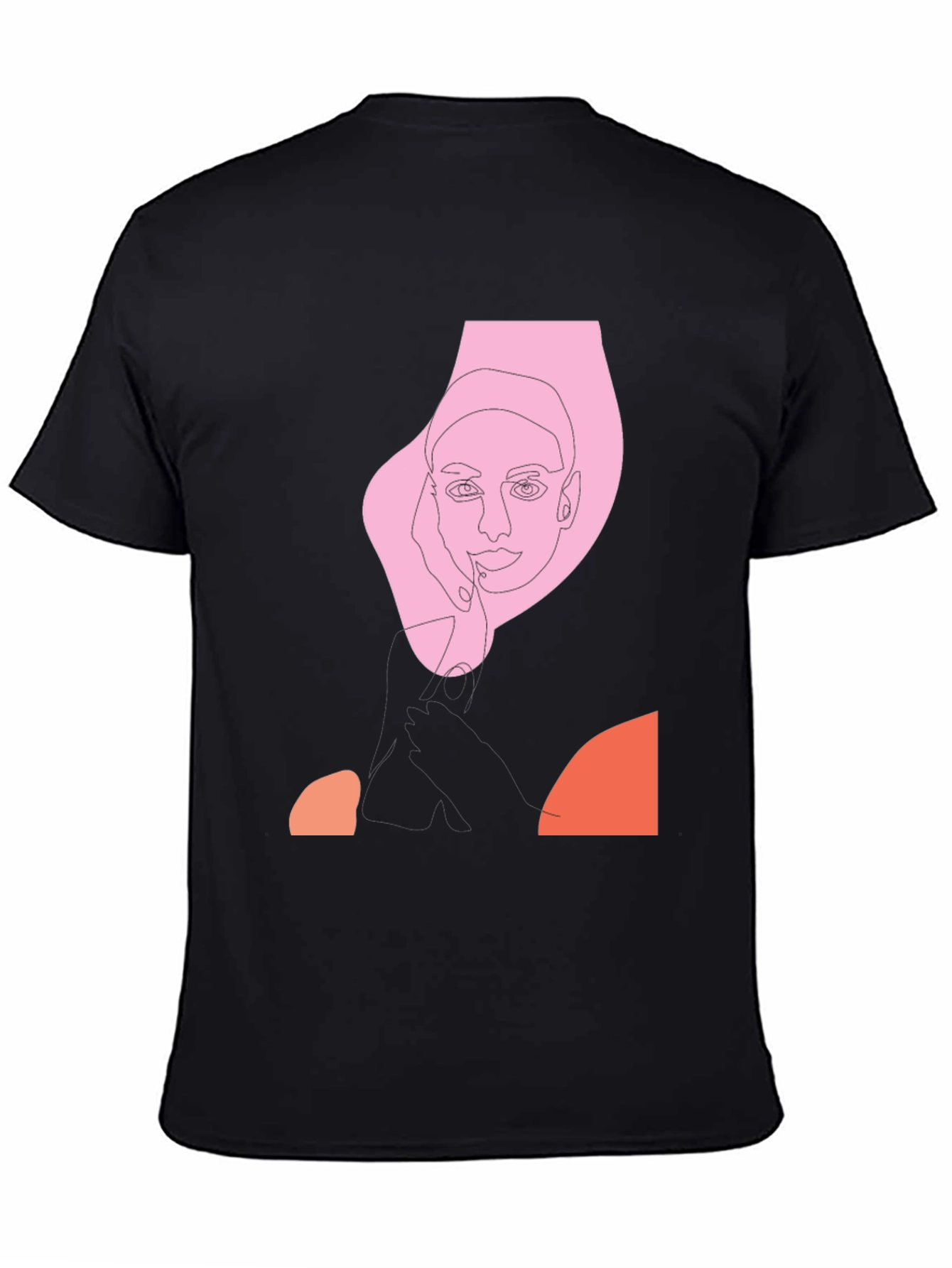 Abstract Line Art Graphic Tee - Black