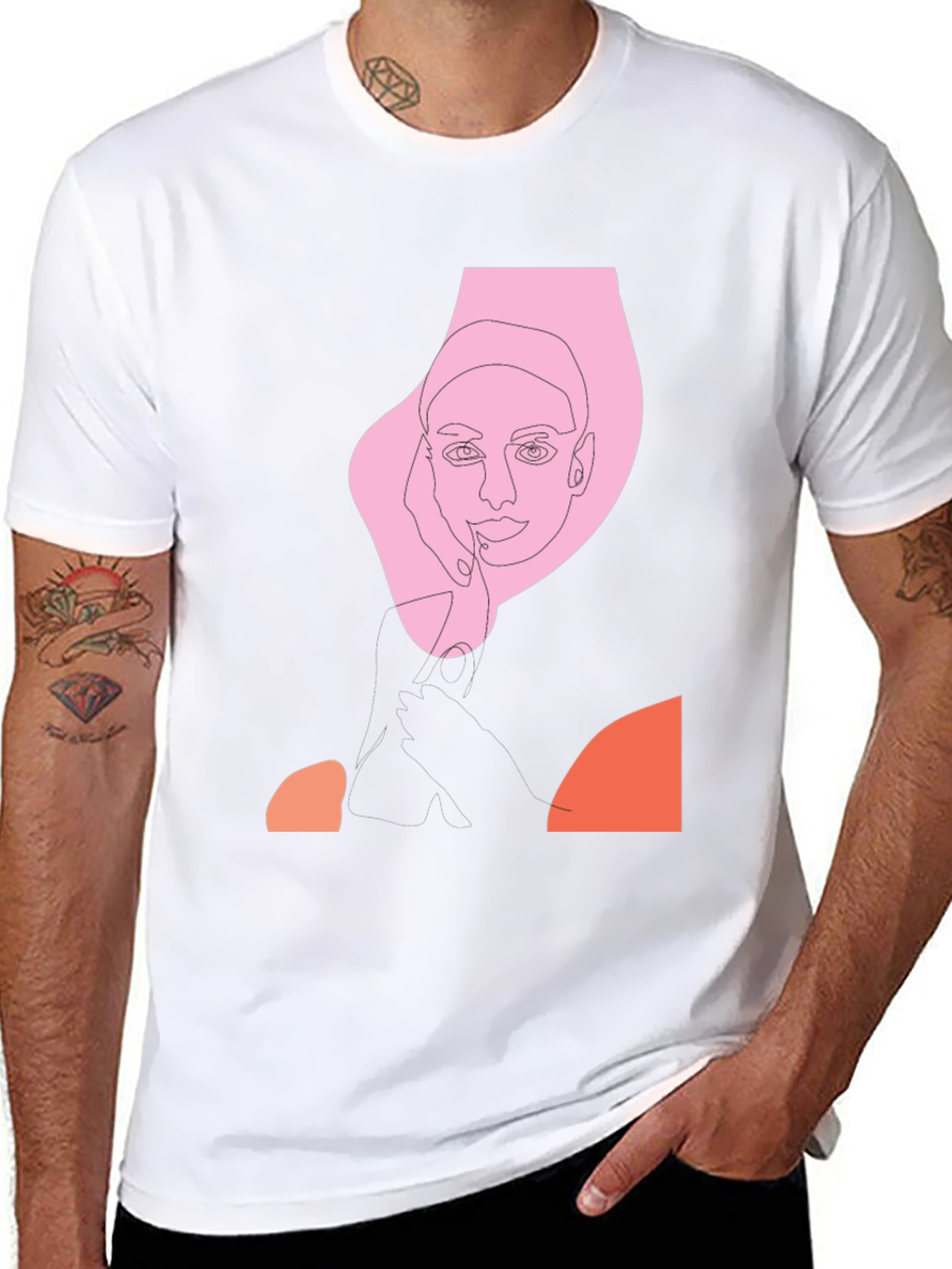 Abstract Line Art Graphic Tee - Black
