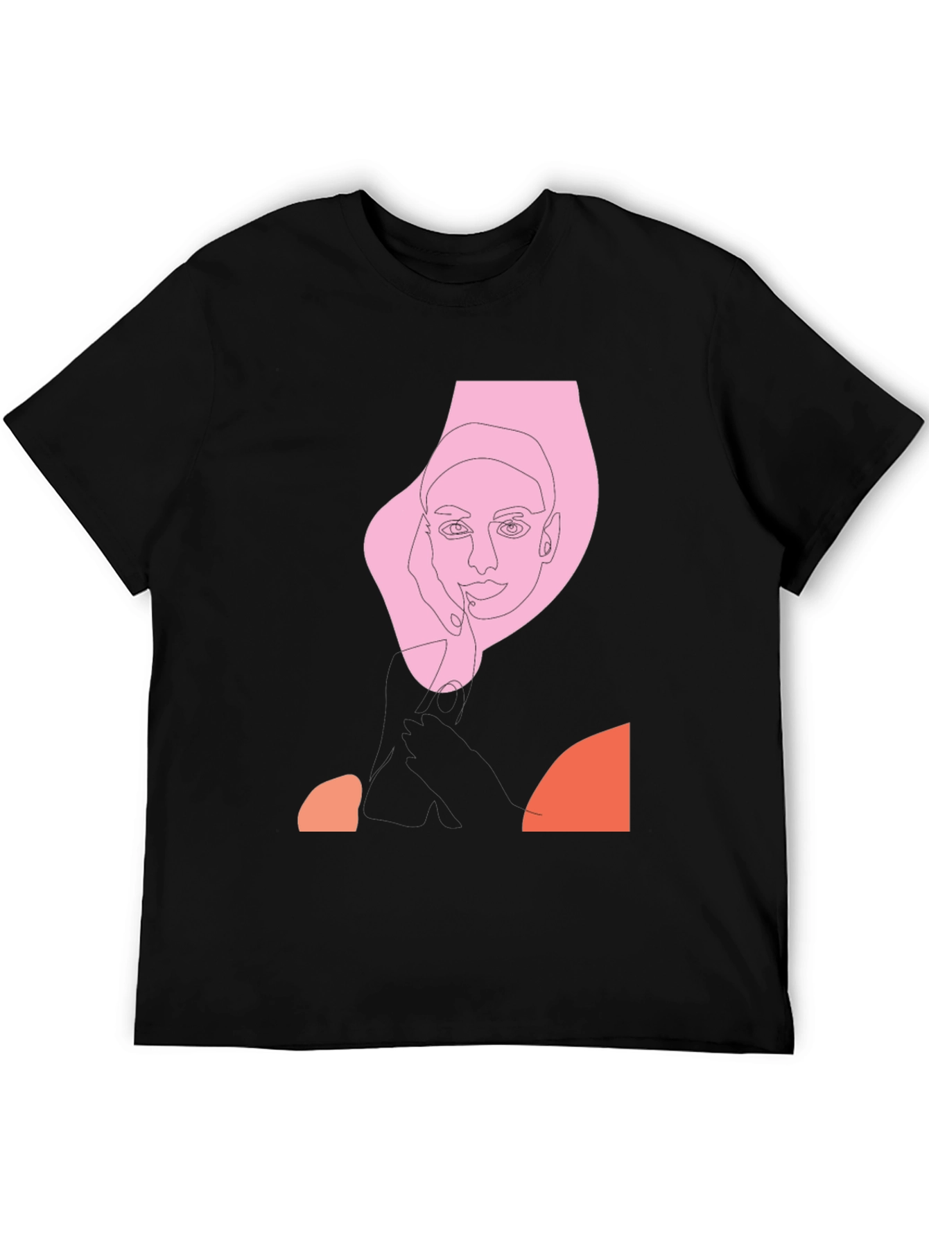 Abstract Line Art Graphic Tee - Black