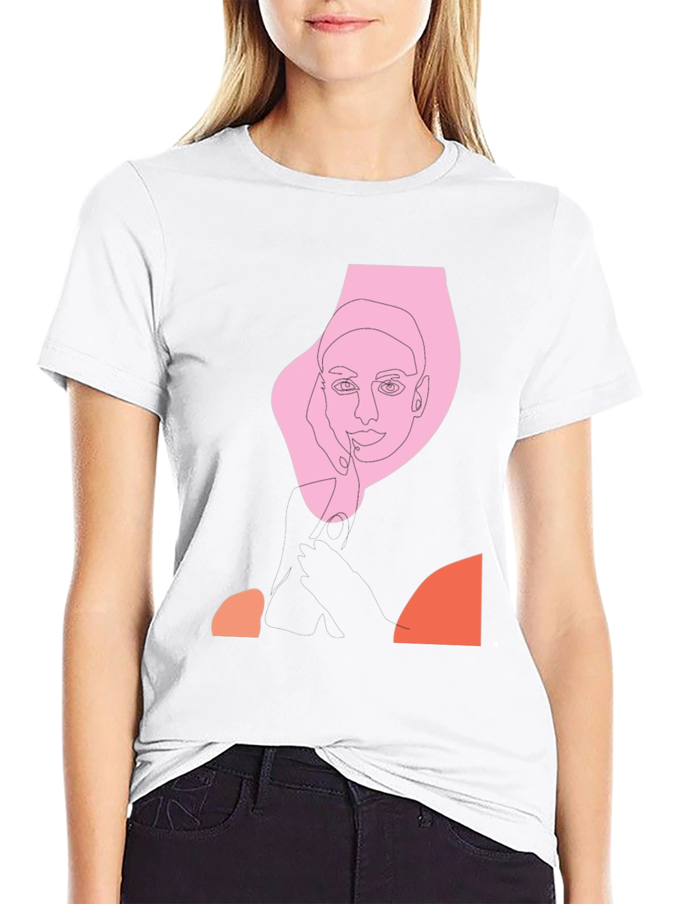 Abstract Line Art Graphic Tee - Black