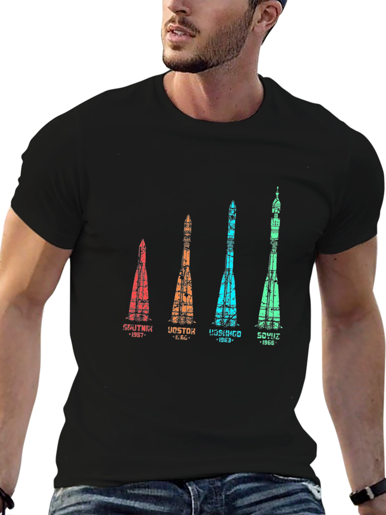 Retro Space Rocket Evolution T-Shirt
