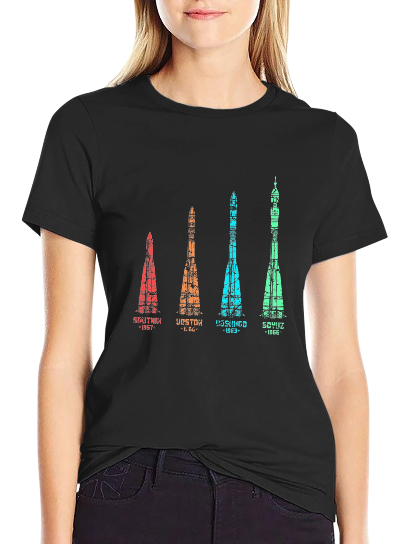 Retro Space Rocket Evolution T-Shirt