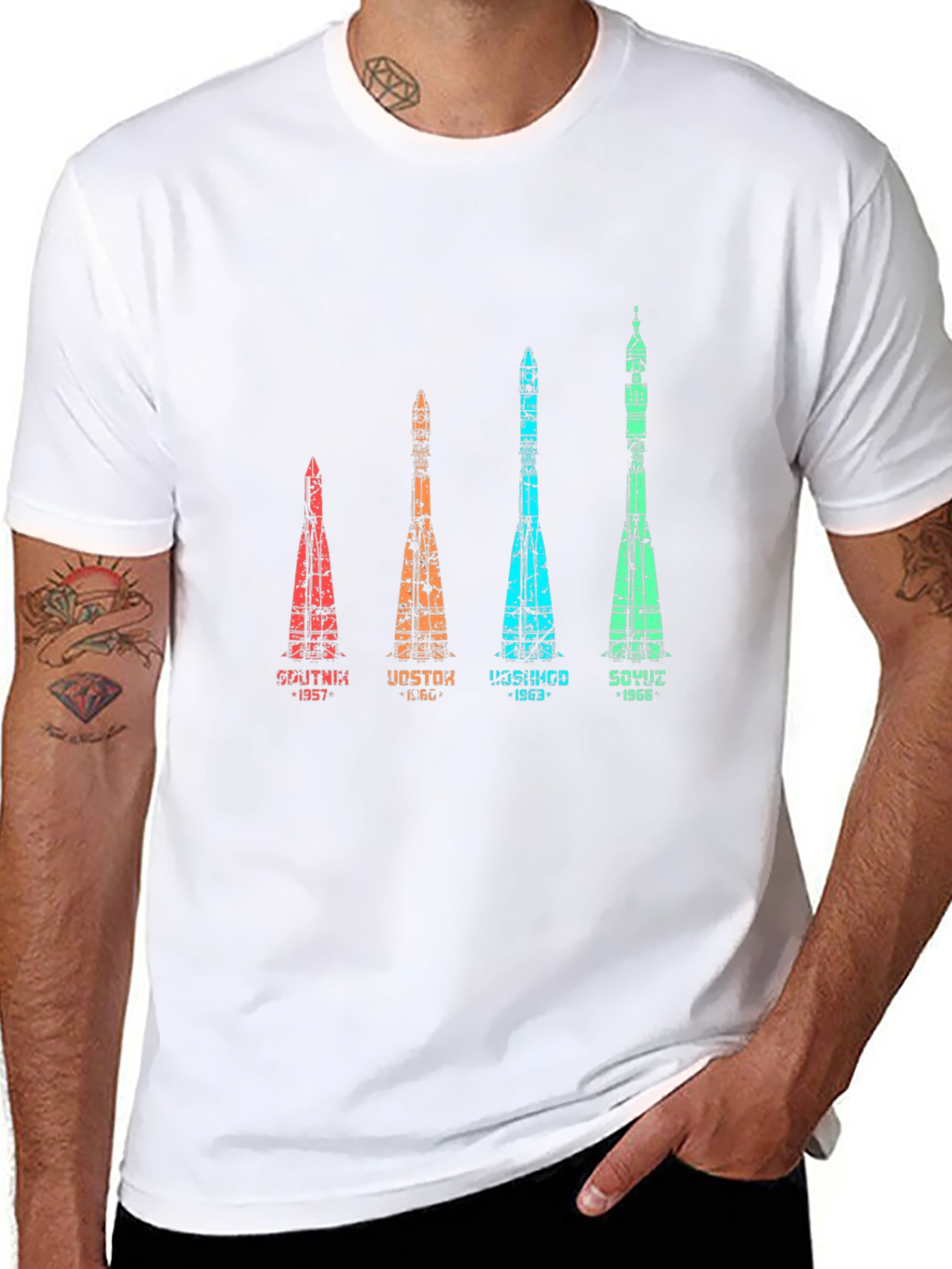 Retro Space Rocket Evolution T-Shirt