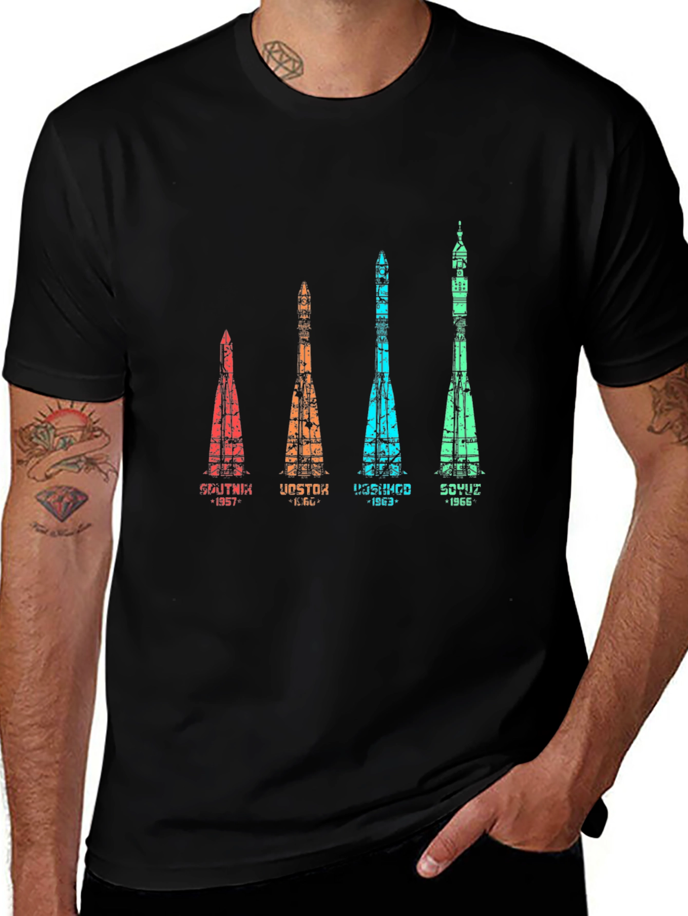 Retro Space Rocket Evolution T-Shirt