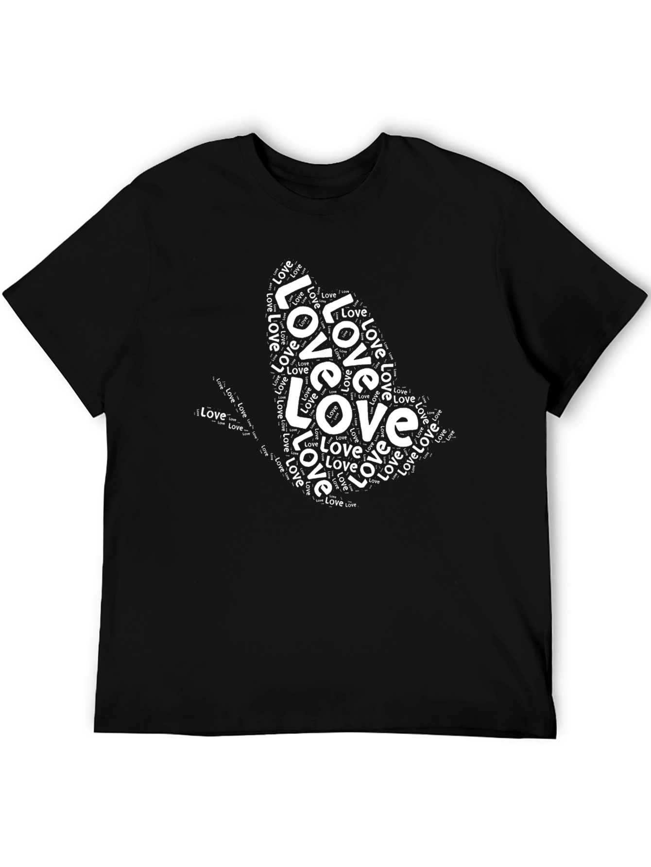 Love Word Art Black T-Shirt