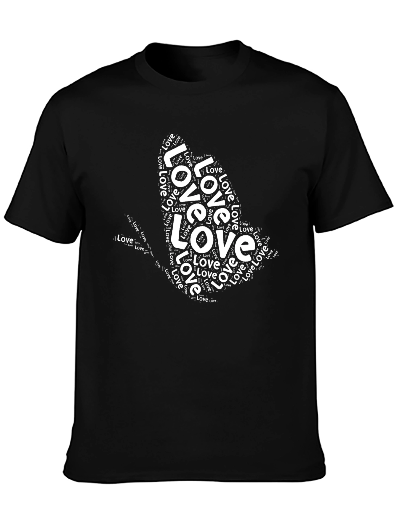 Love Word Art Black T-Shirt