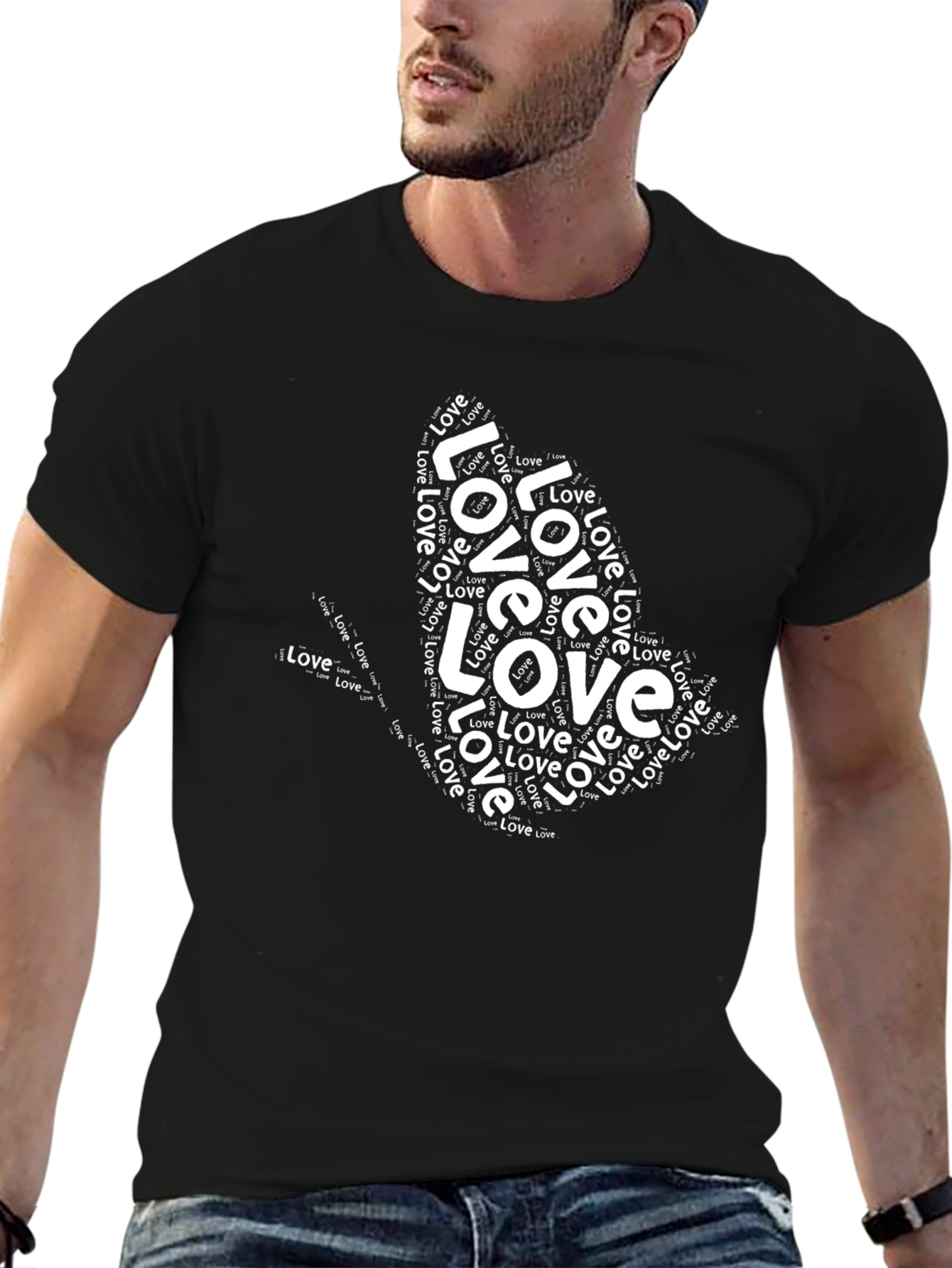 Love Word Art Black T-Shirt