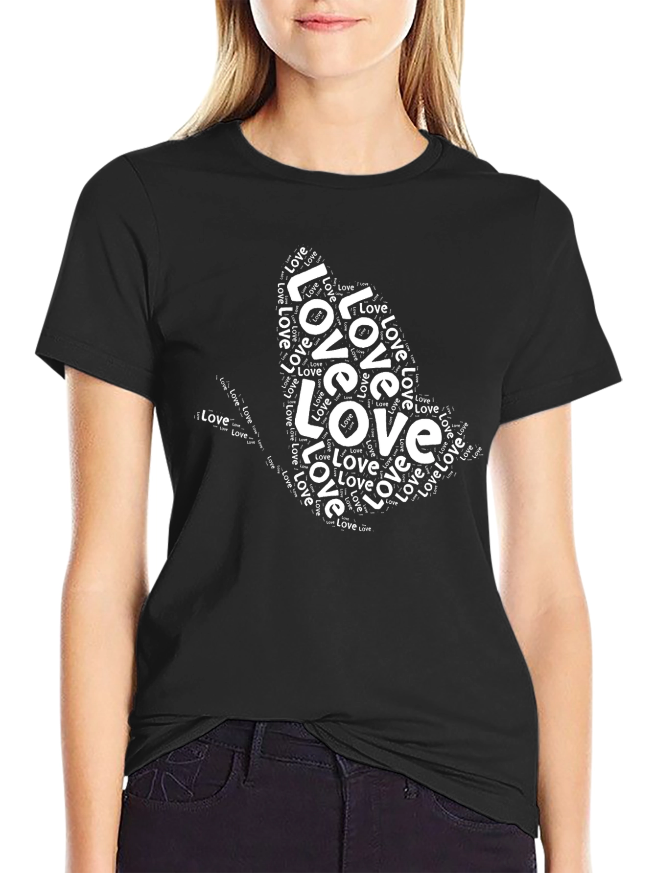 Love Word Art Black T-Shirt