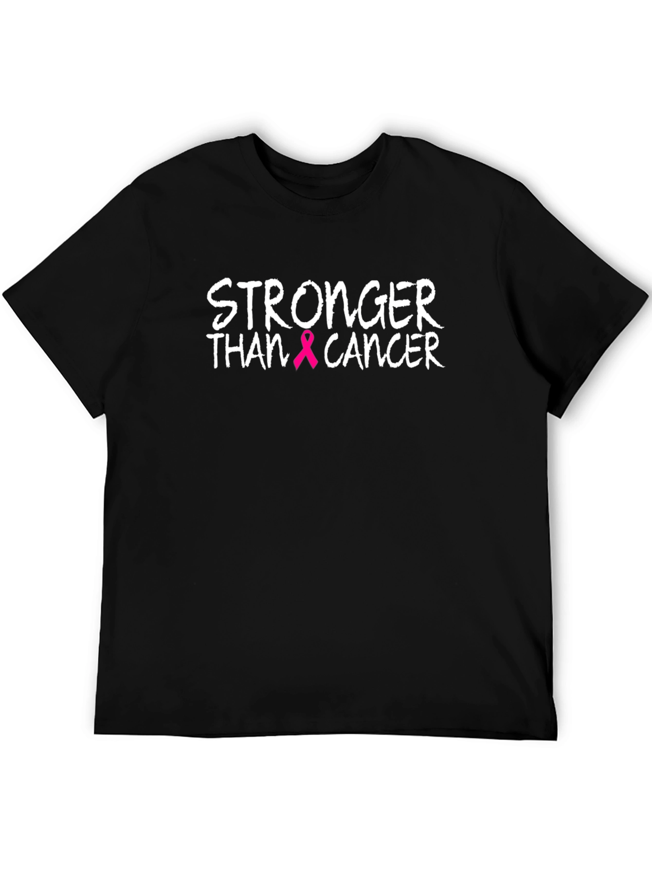 Stronger Than Cancer Awareness Ribbon Black T-Shirt