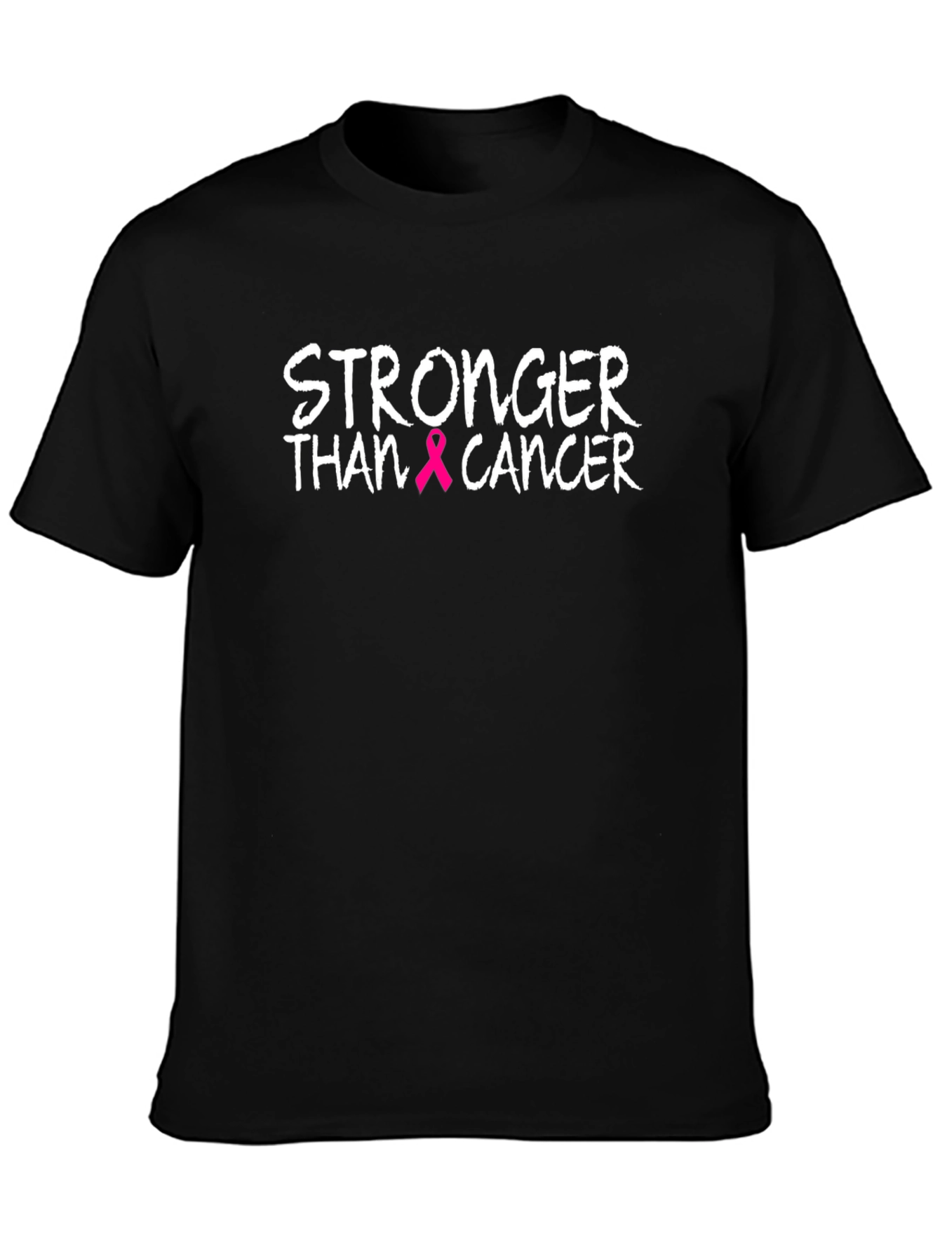 Stronger Than Cancer Awareness Ribbon Black T-Shirt