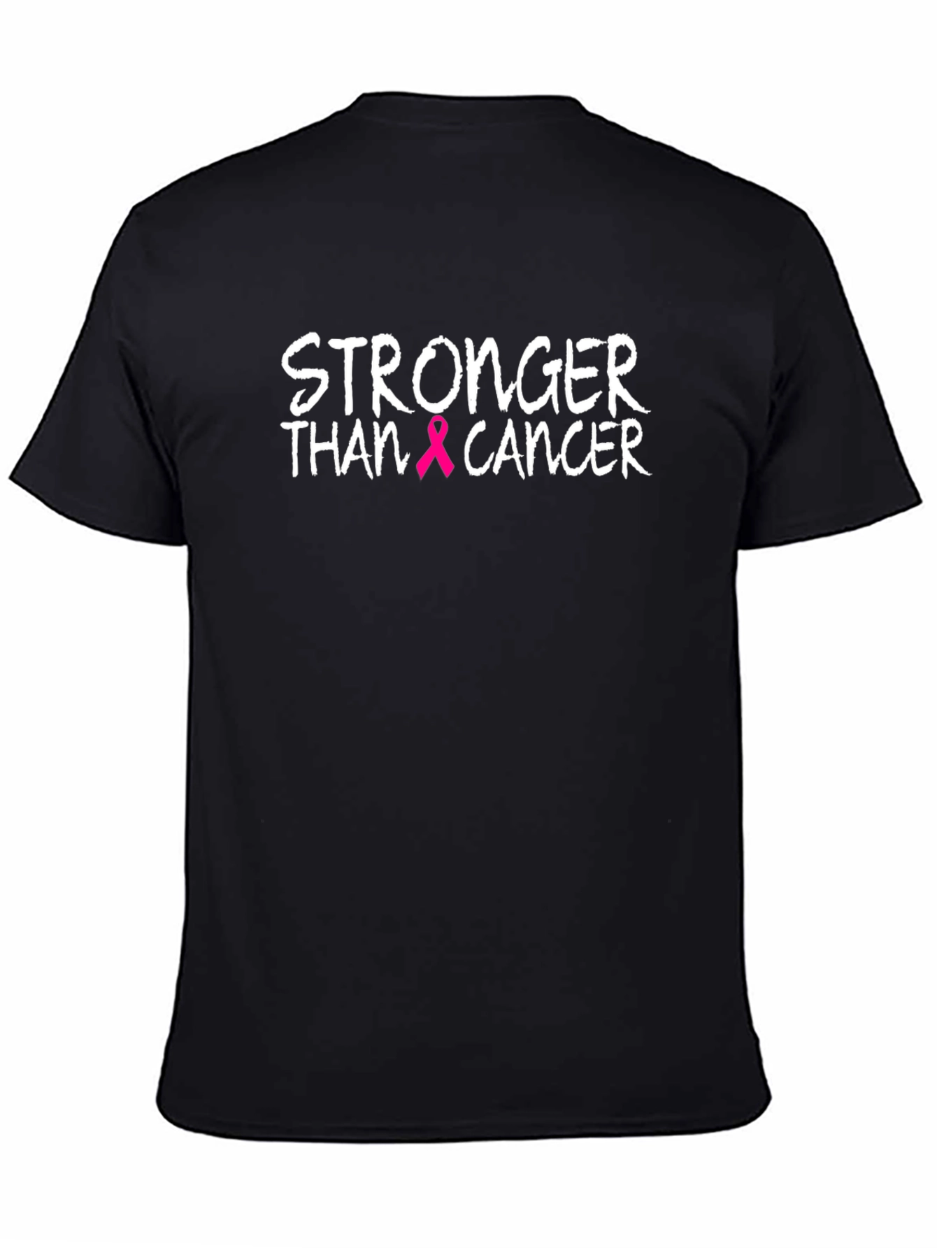 Stronger Than Cancer Awareness Ribbon Black T-Shirt