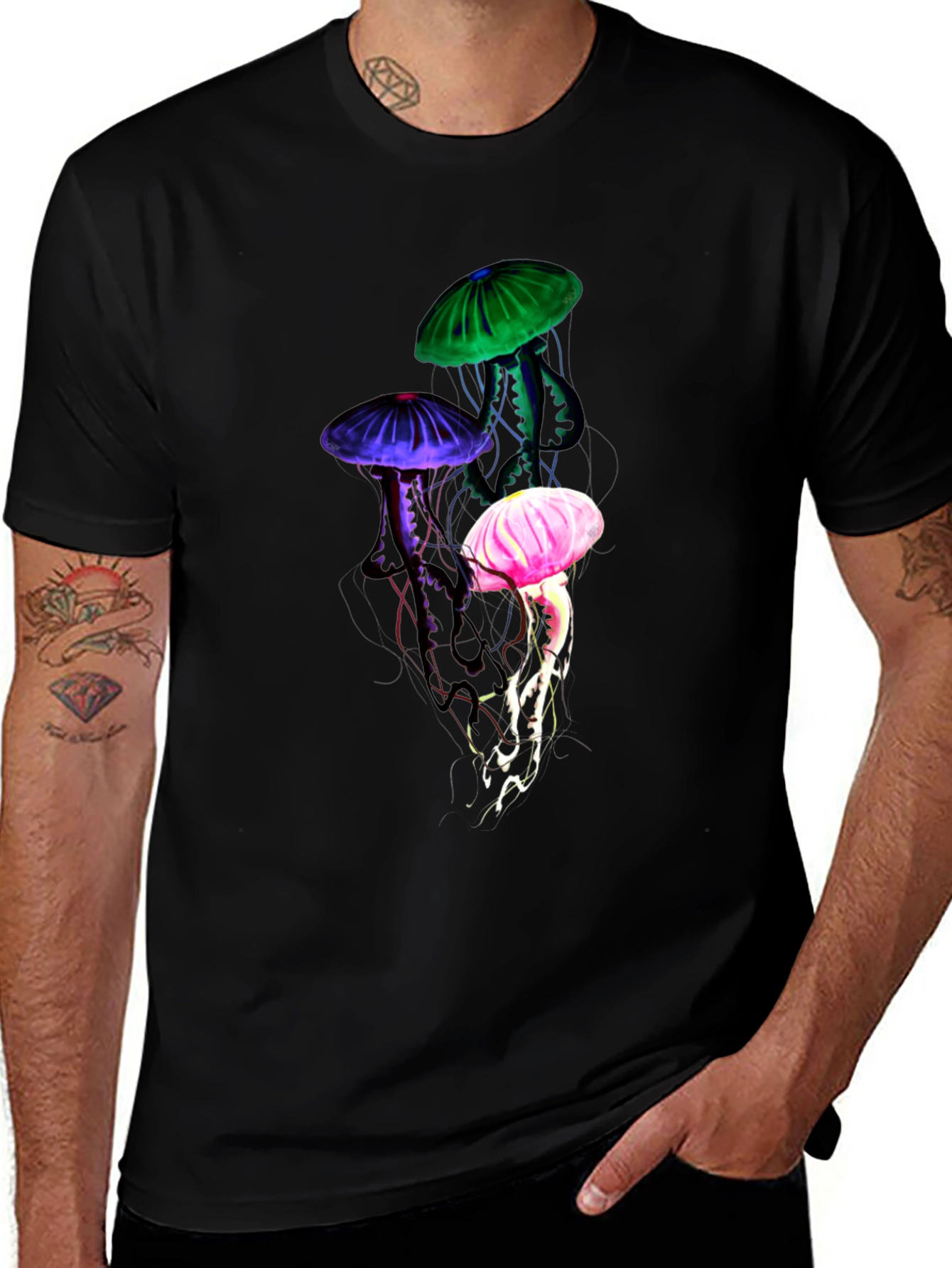 Jellyfish Graphic Tee - Mens Black T-Shirt