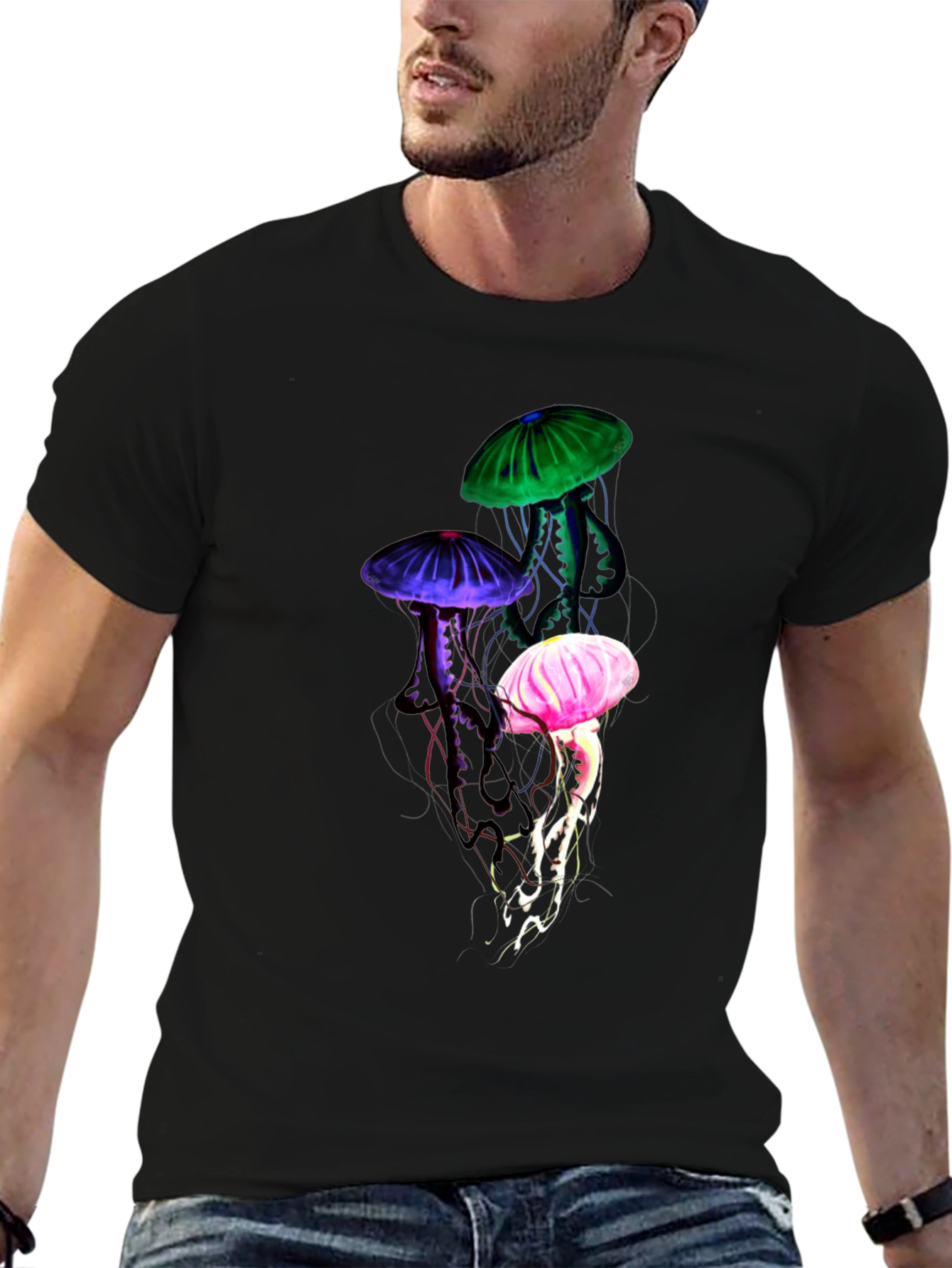 Jellyfish Graphic Tee - Mens Black T-Shirt