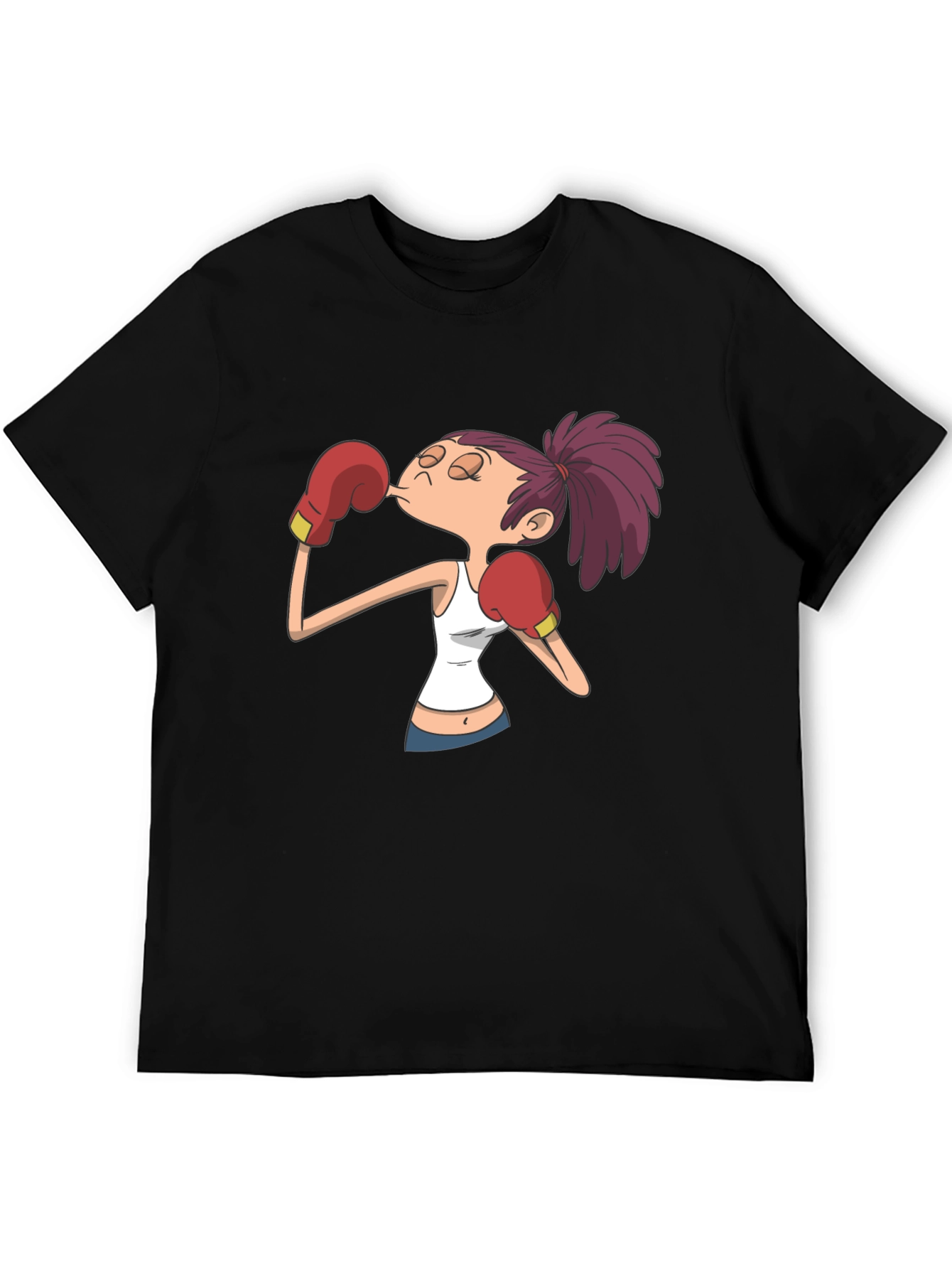 Cartoon Boxer Graphic T-Shirt - Black