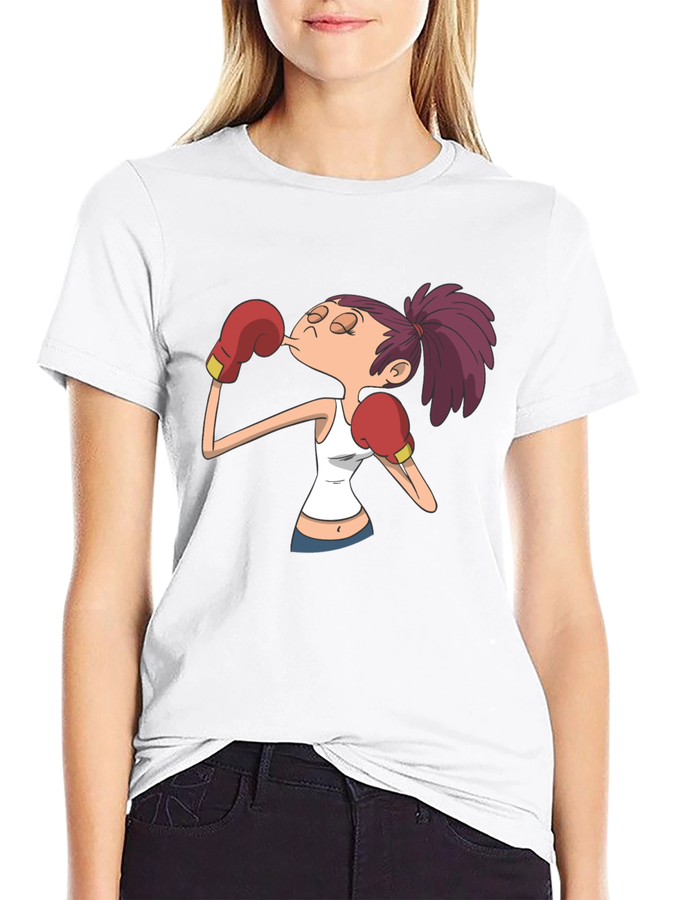 Cartoon Boxer Graphic T-Shirt - Black