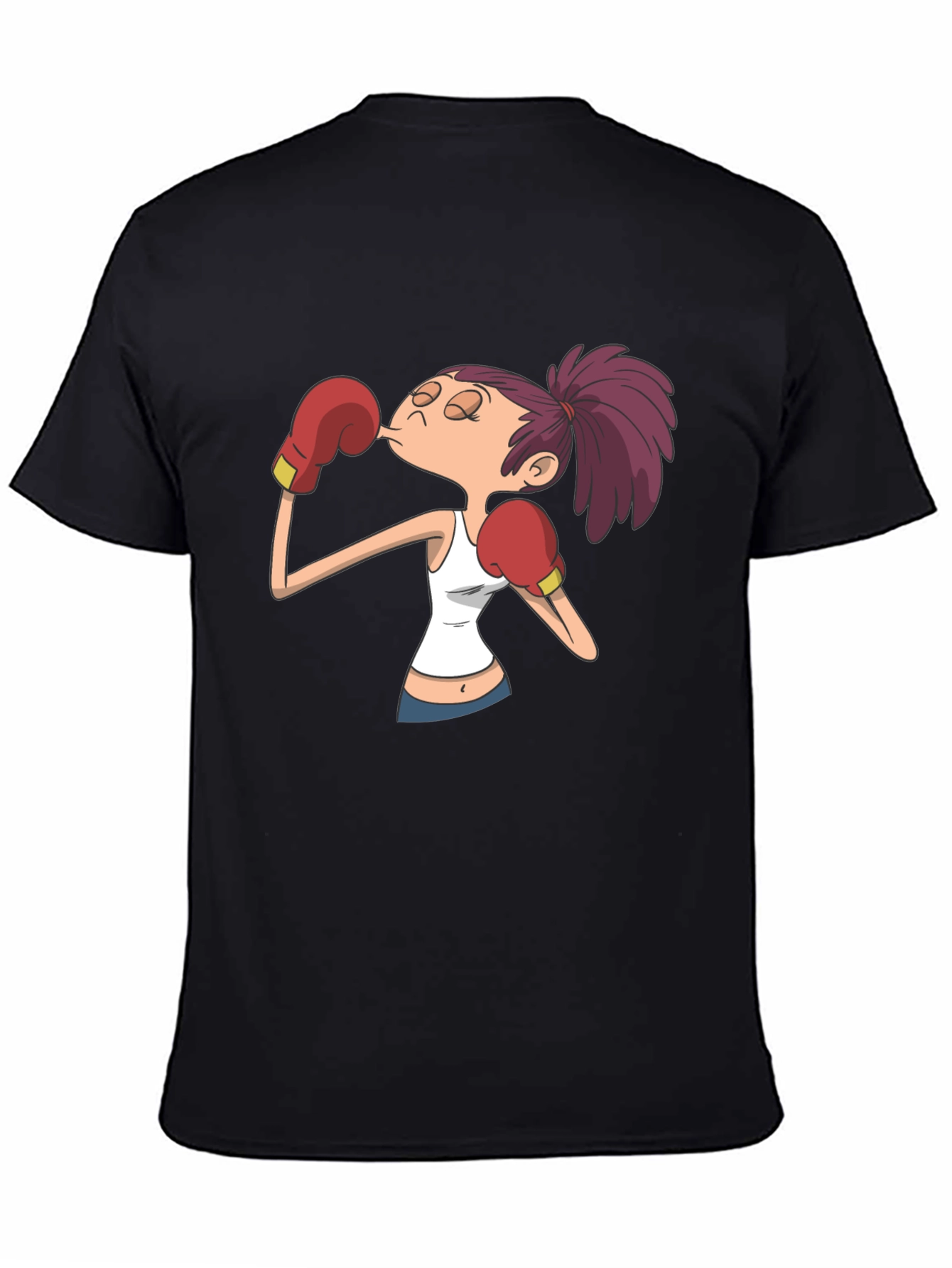 Cartoon Boxer Graphic T-Shirt - Black